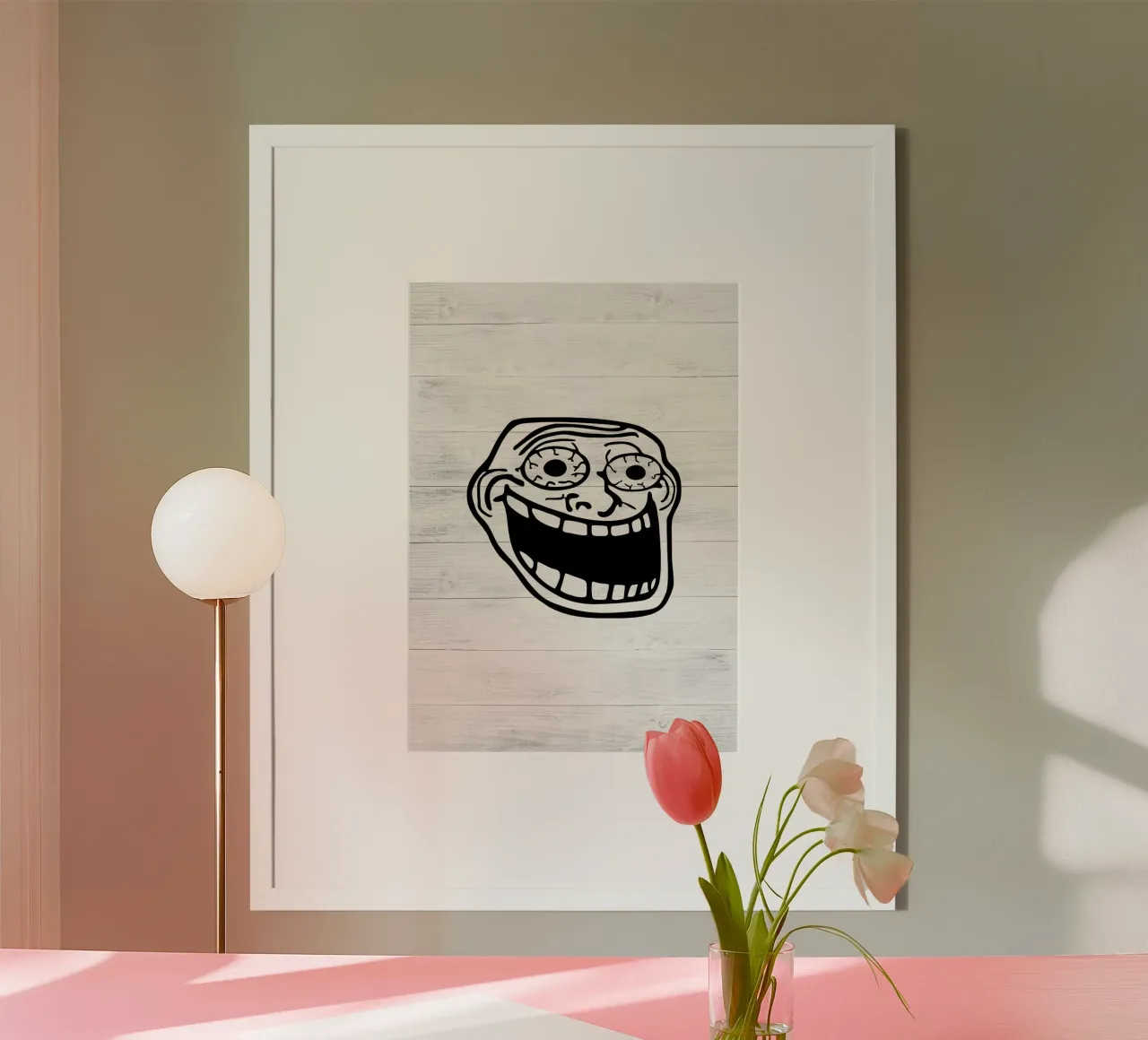 meme face smile poster con telaio in alluminio da Robert W Wakefield