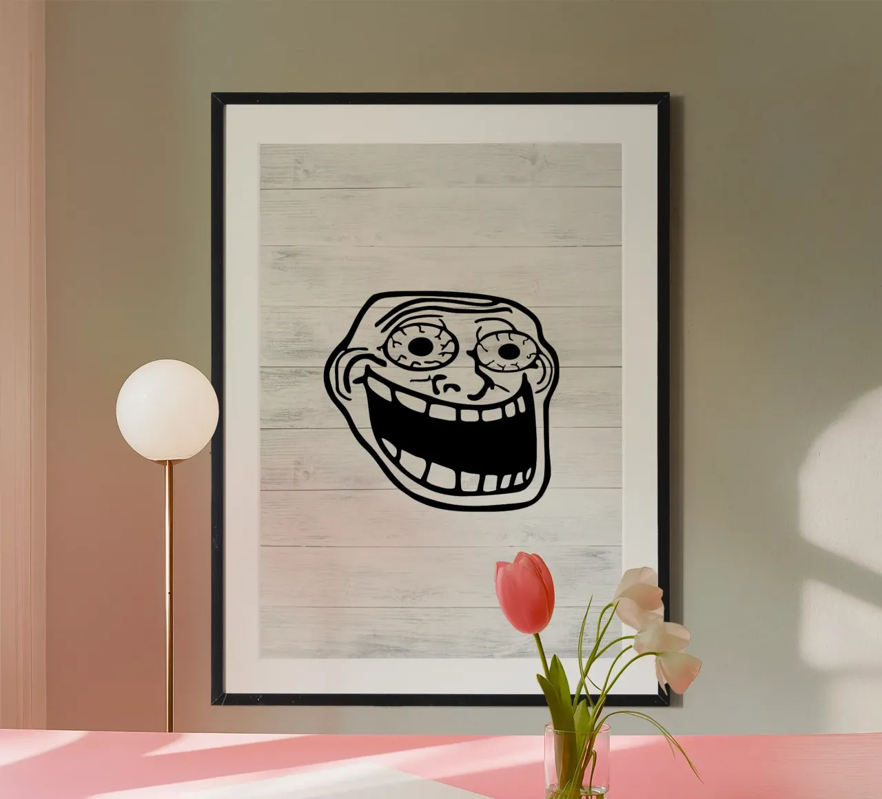 meme face smile poster con telaio in alluminio da Robert W Wakefield