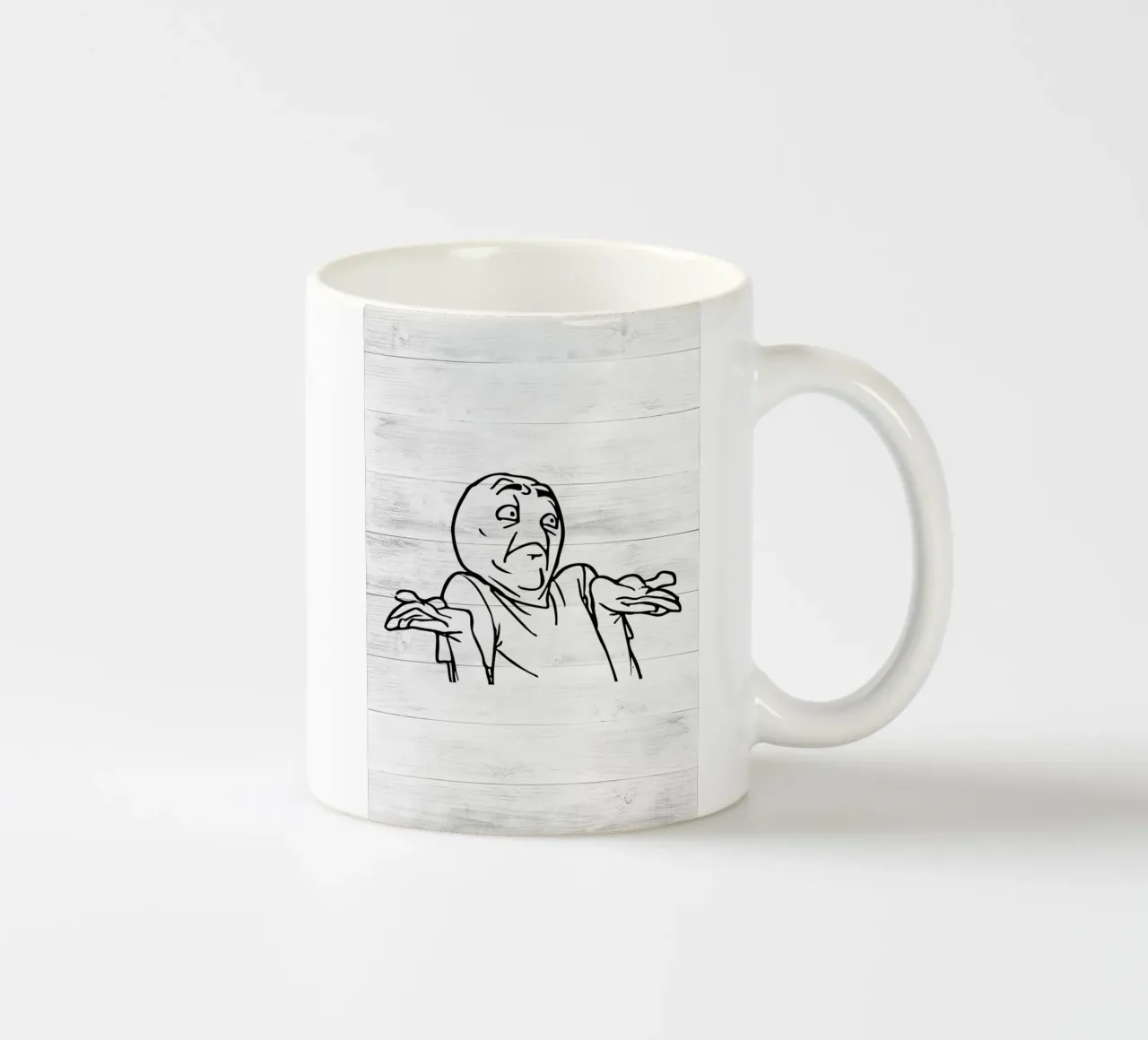 gesto di alzata di spalle espressione tazza in ceramica da Robert W Wakefield
