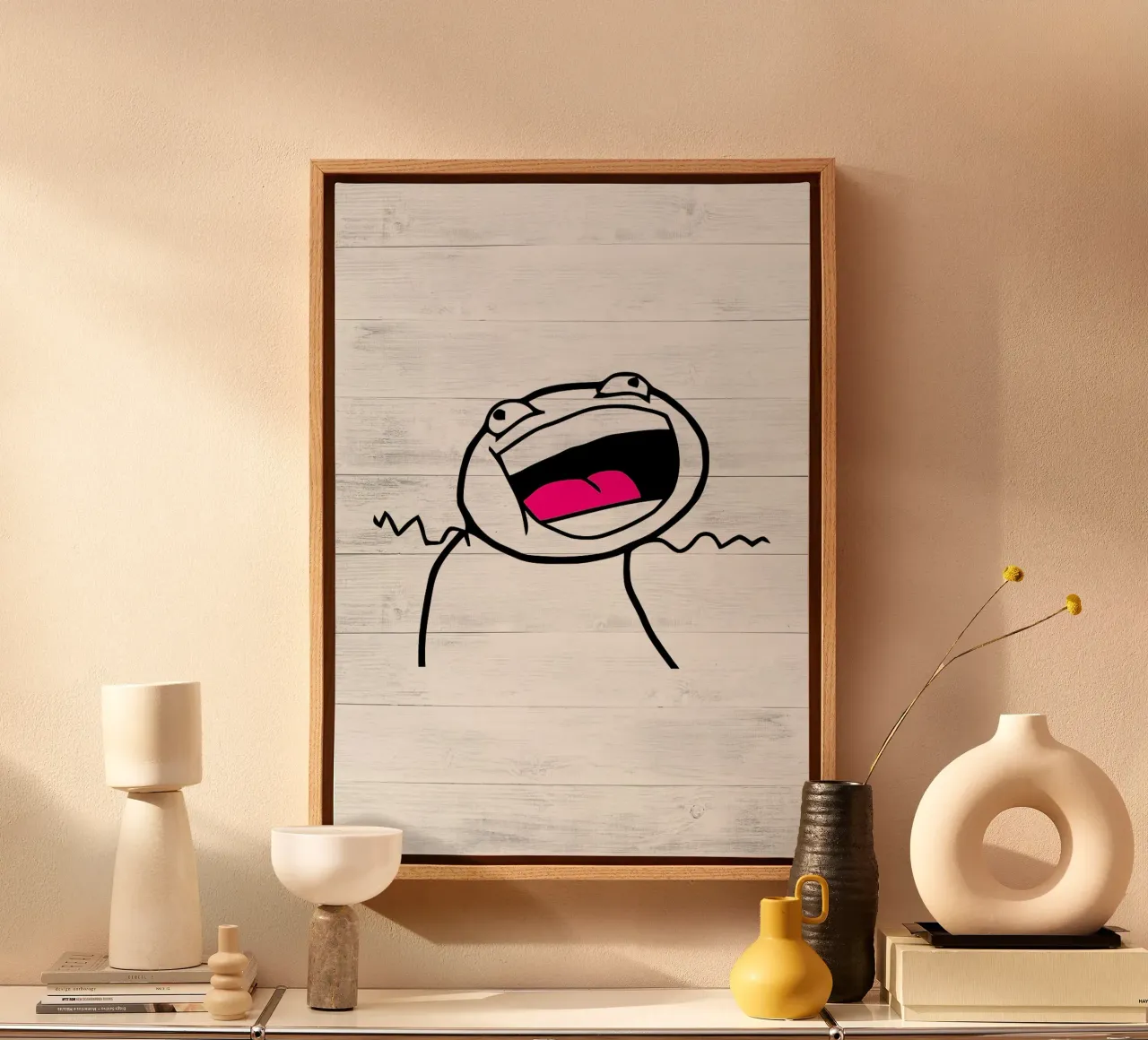 frog tongue happy canvas by Robert W Wakefield