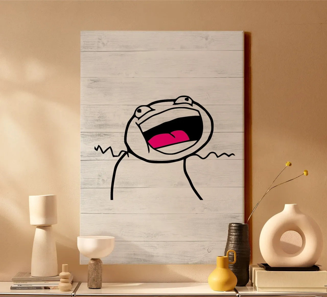 frog tongue happy canvas by Robert W Wakefield