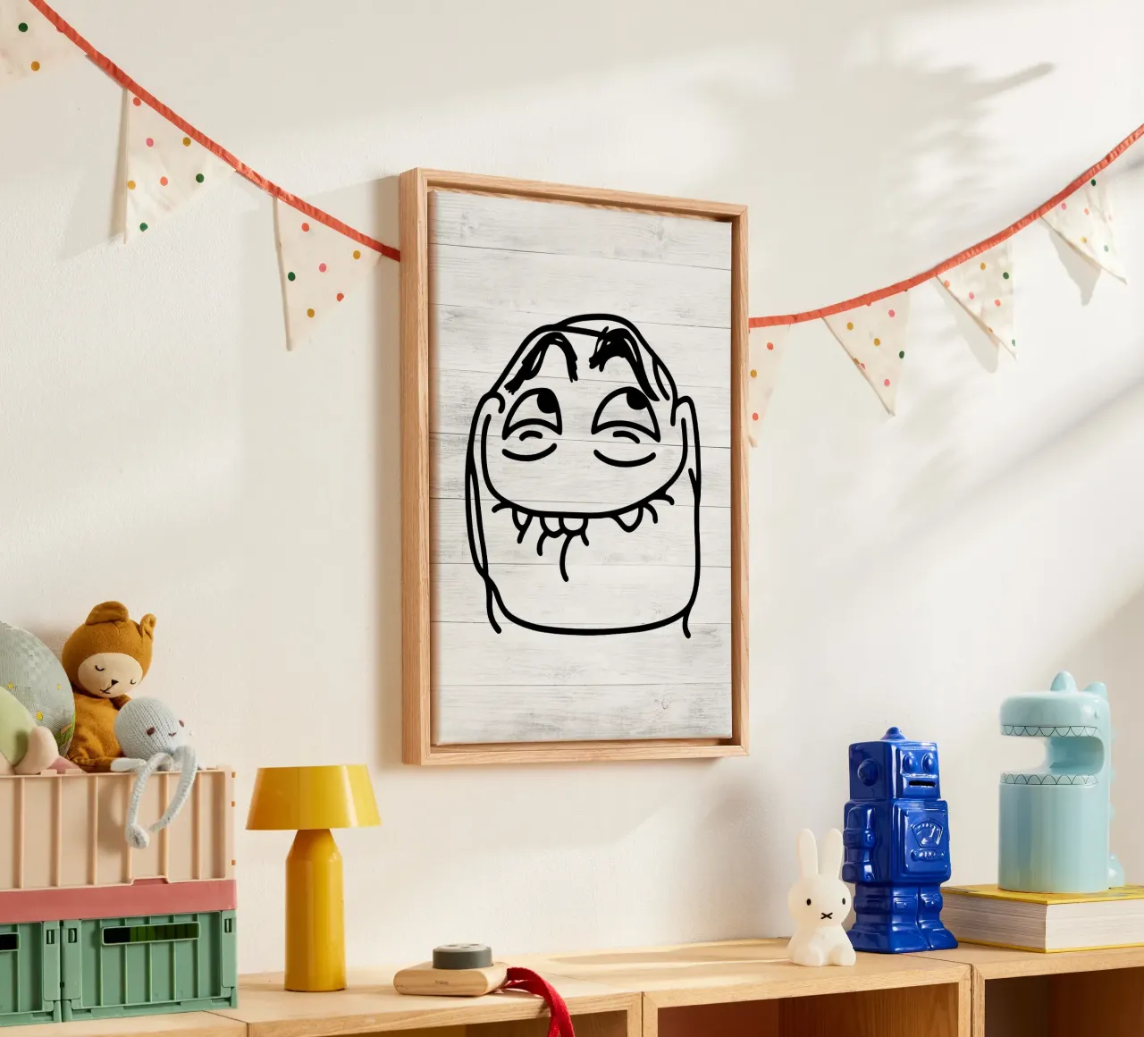 cartoonish-face smiling-expression canvas by Robert W Wakefield