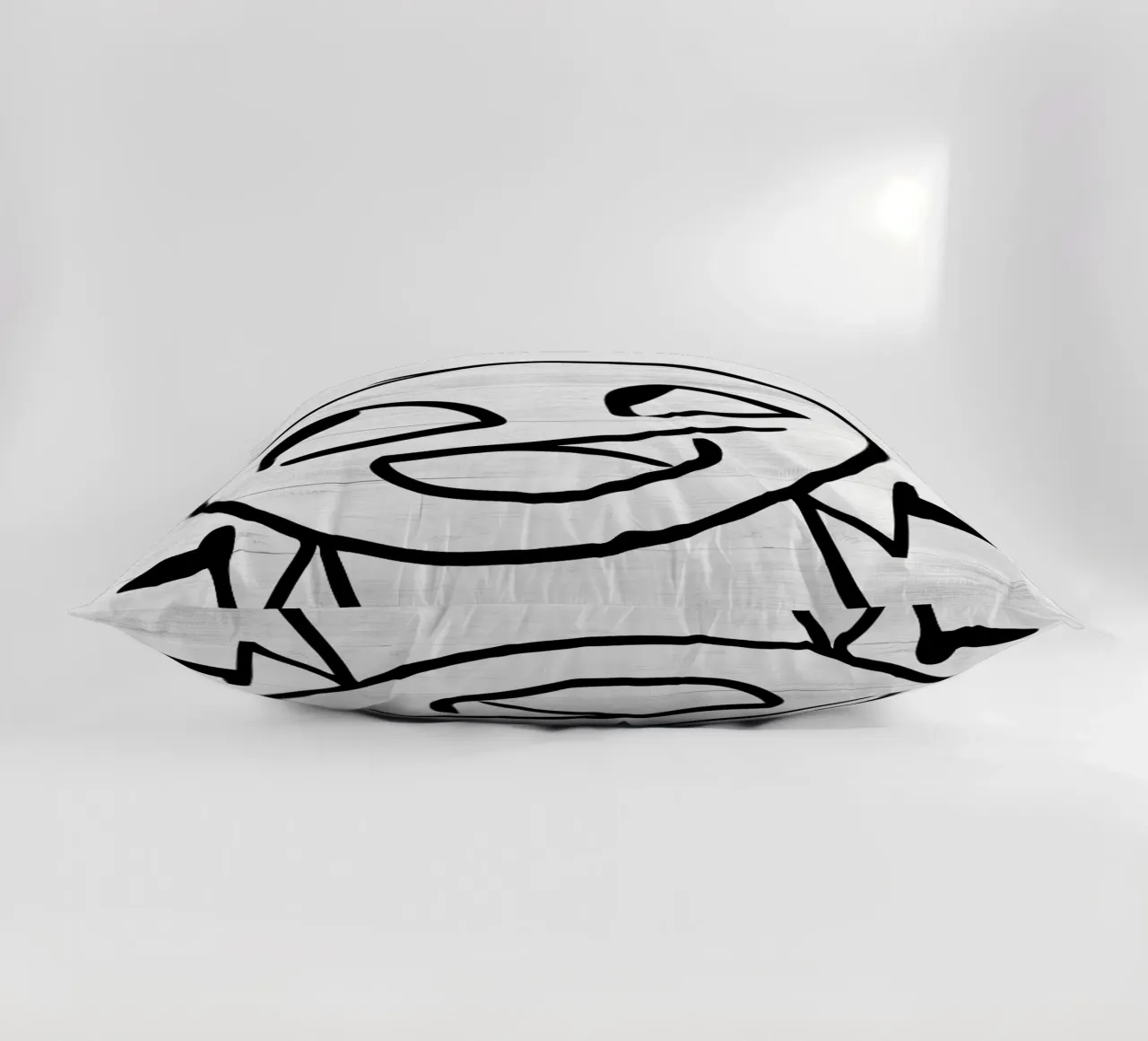 smiling face stick figure decorative cushion by Robert W Wakefield