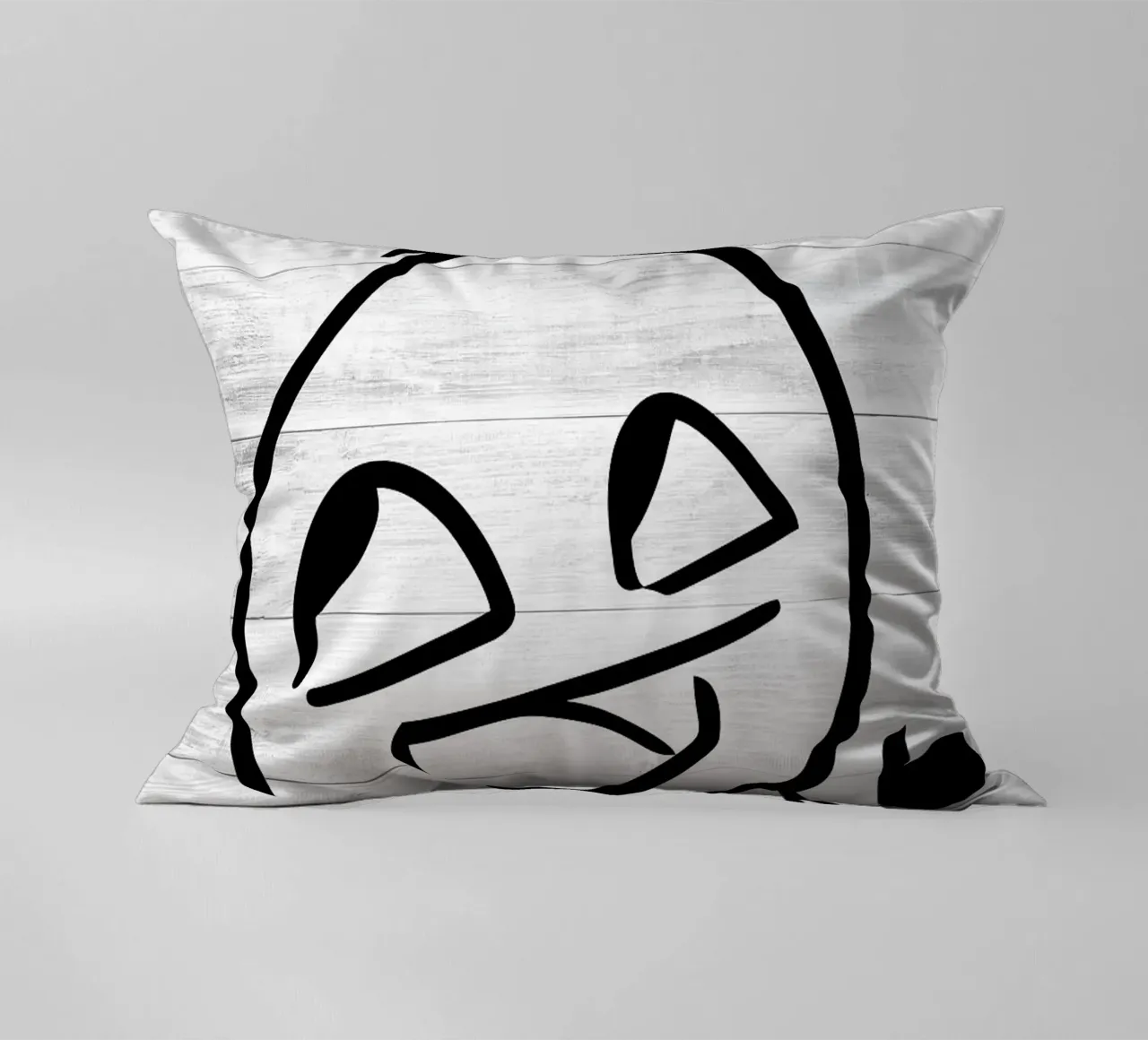 smiling face stick figure decorative cushion by Robert W Wakefield