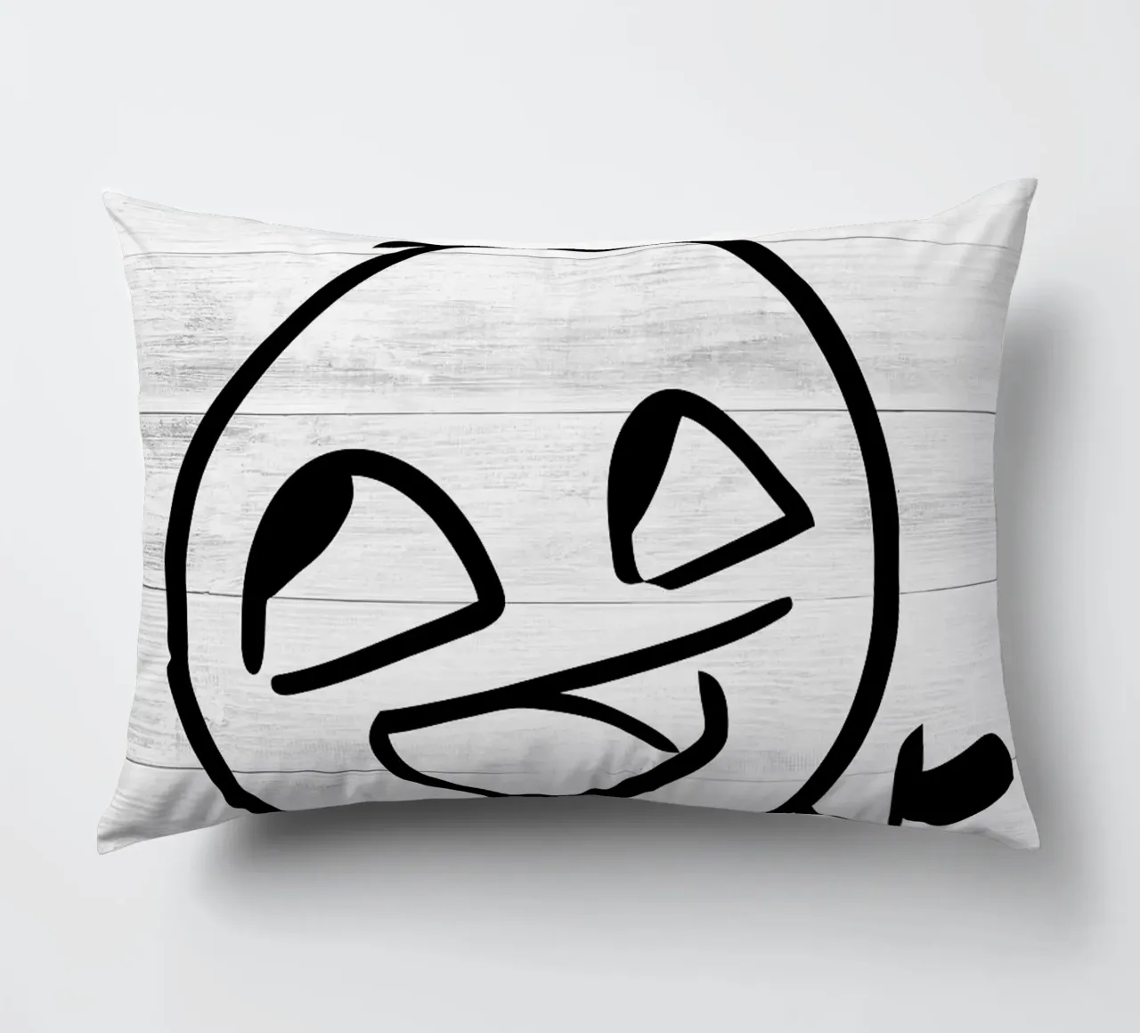 smiling face stick figure decorative cushion by Robert W Wakefield