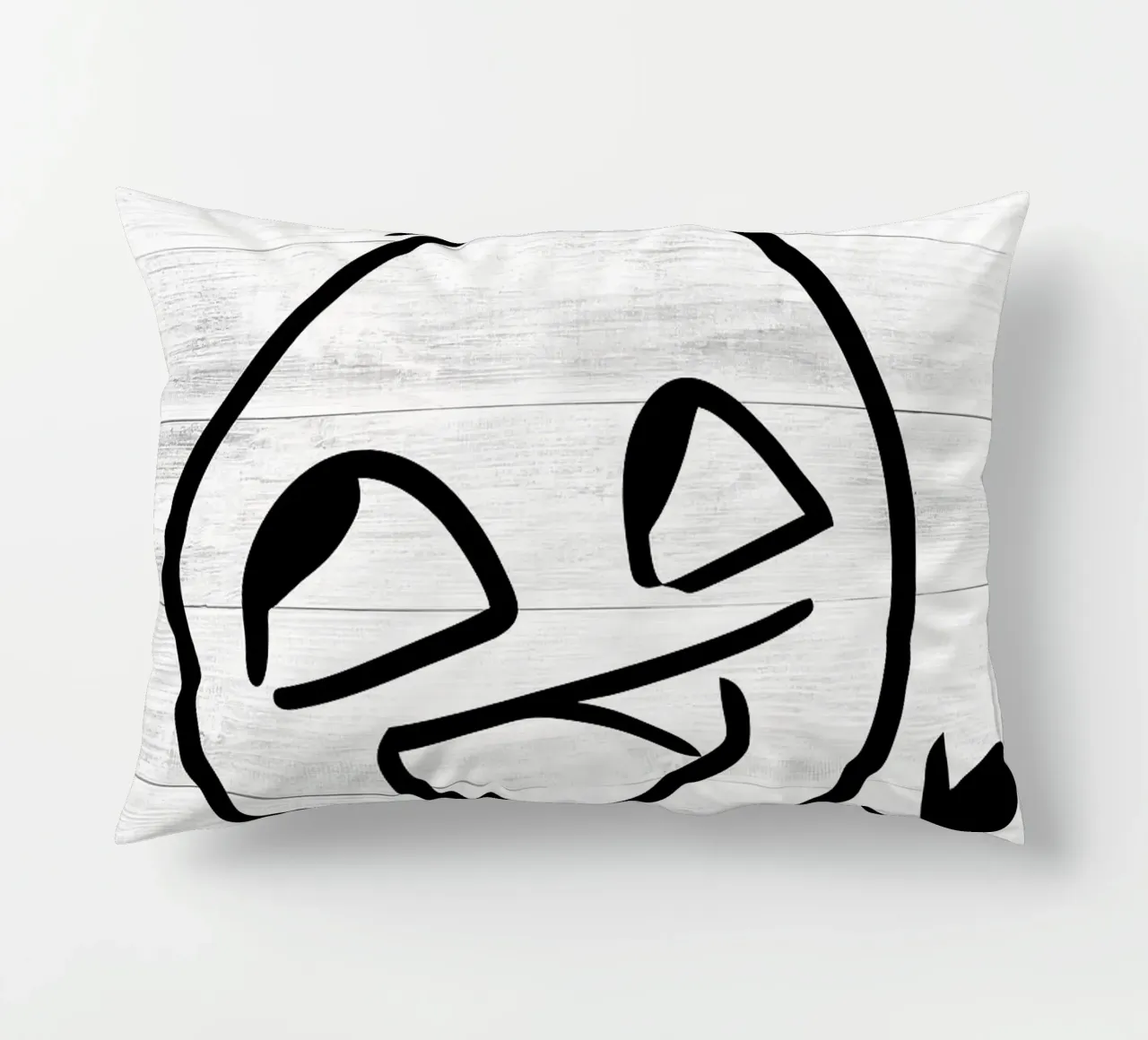smiling face stick figure decorative cushion by Robert W Wakefield