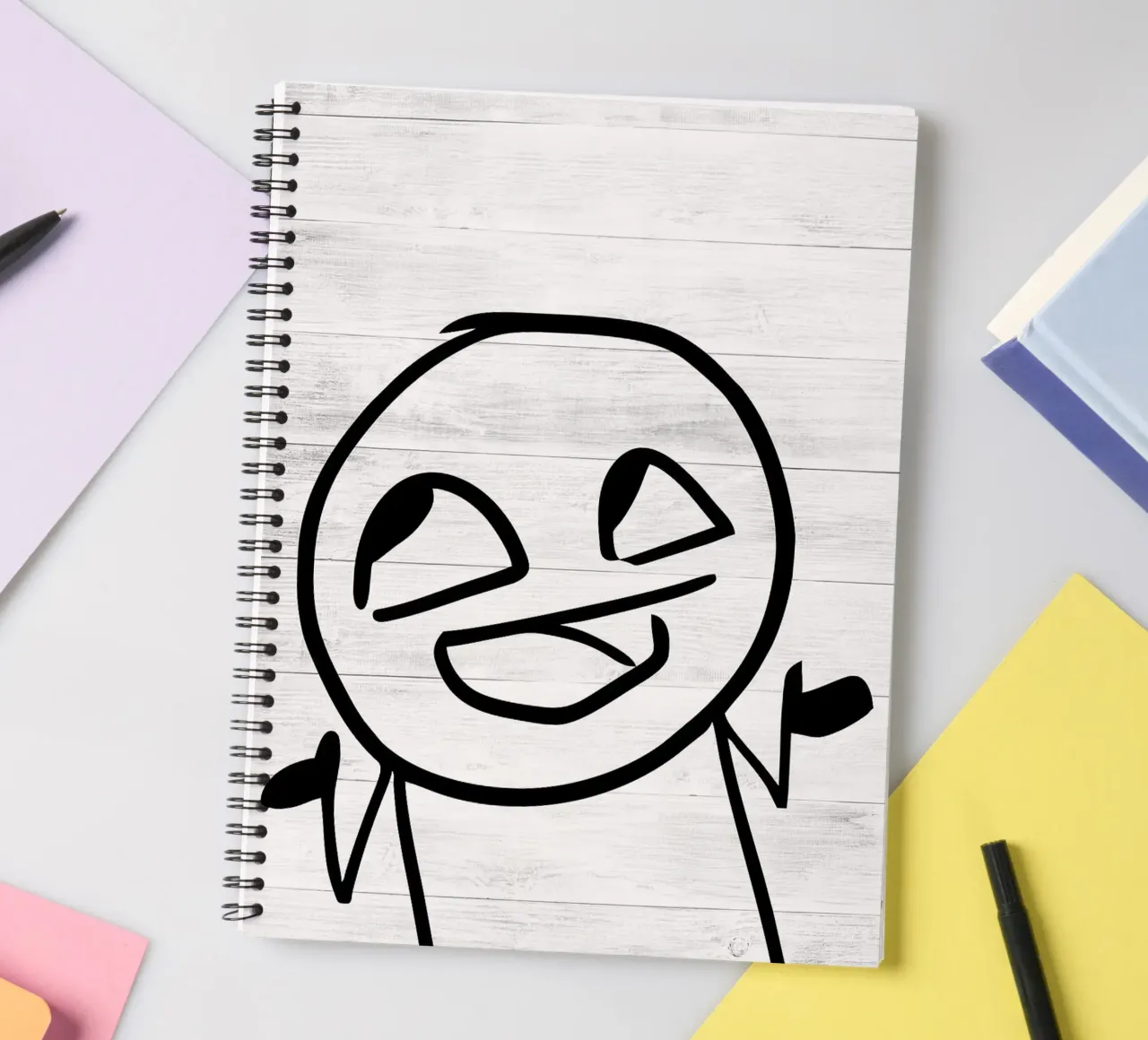 smiling face stick figure spiral notebook by Robert W Wakefield
