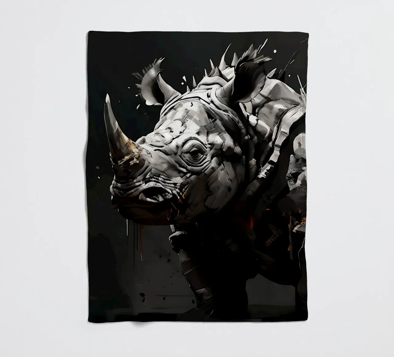 Nashorn_Stil_I_1 fleece blanket by Tierisch bunt by LK