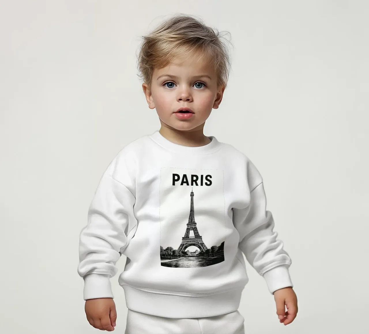 Eiffel Tower, Paris in black & white felpa neonato da Vintage Travelers