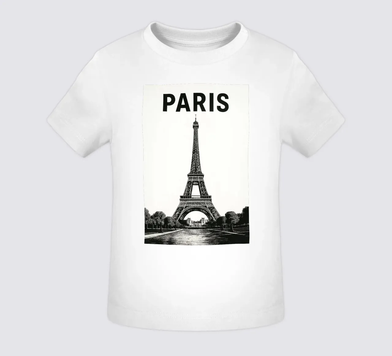 Eiffel Tower, Paris in black & white maglietta neonato da Vintage Travelers