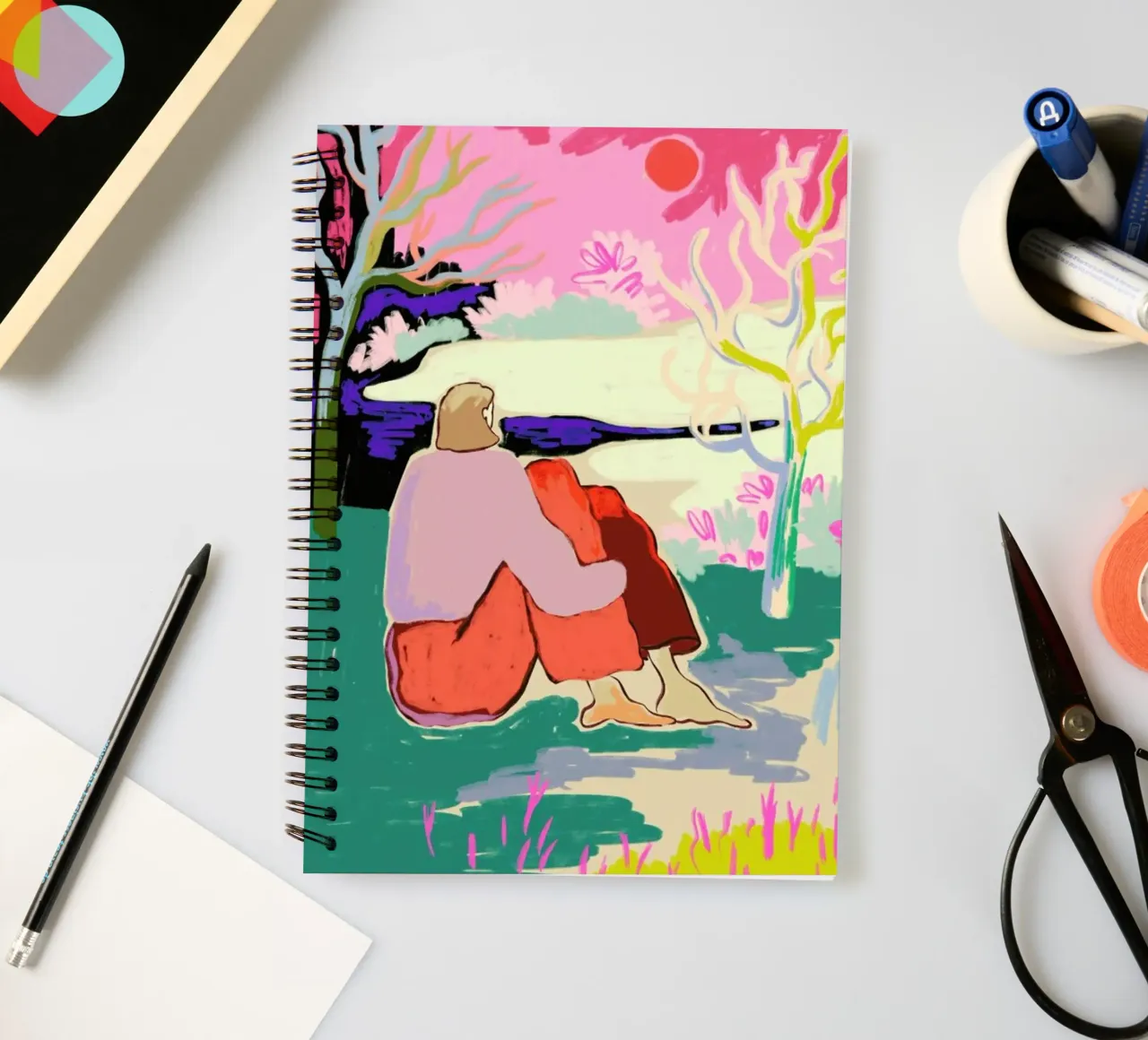 Looking Forward To The New Year spiral notebook by Sandra Poliakov