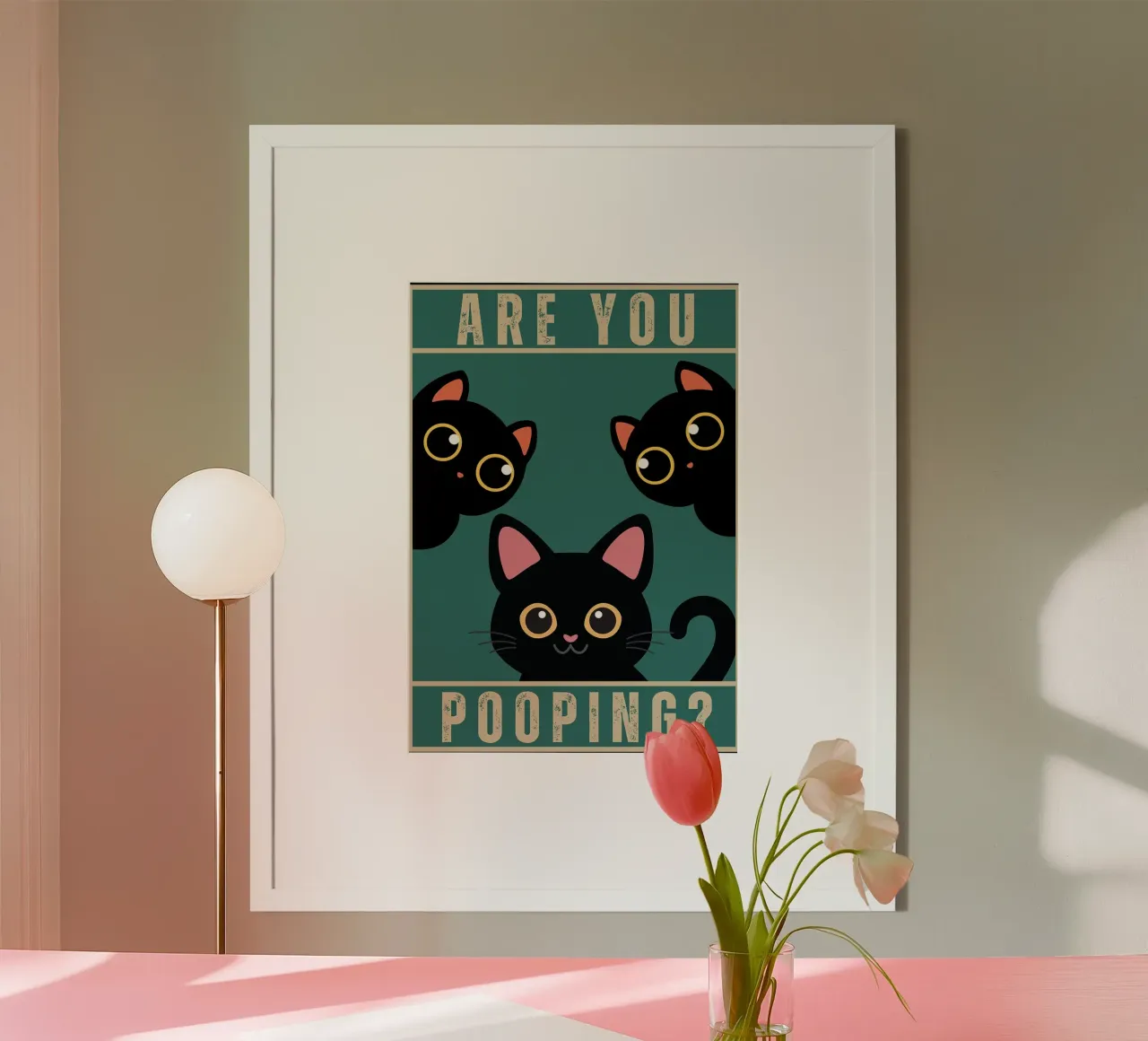 Faites-vous caca ? poster avec cadre en bois de Matthew P Link