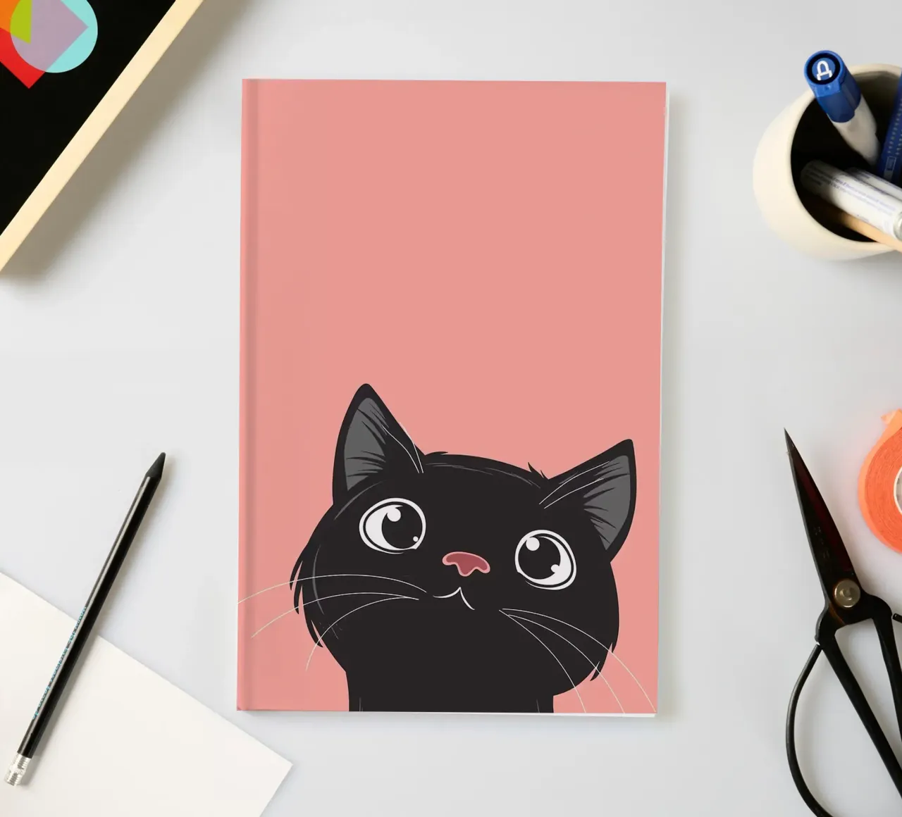 Cat Retro Minimal notebook by Matthew P Link