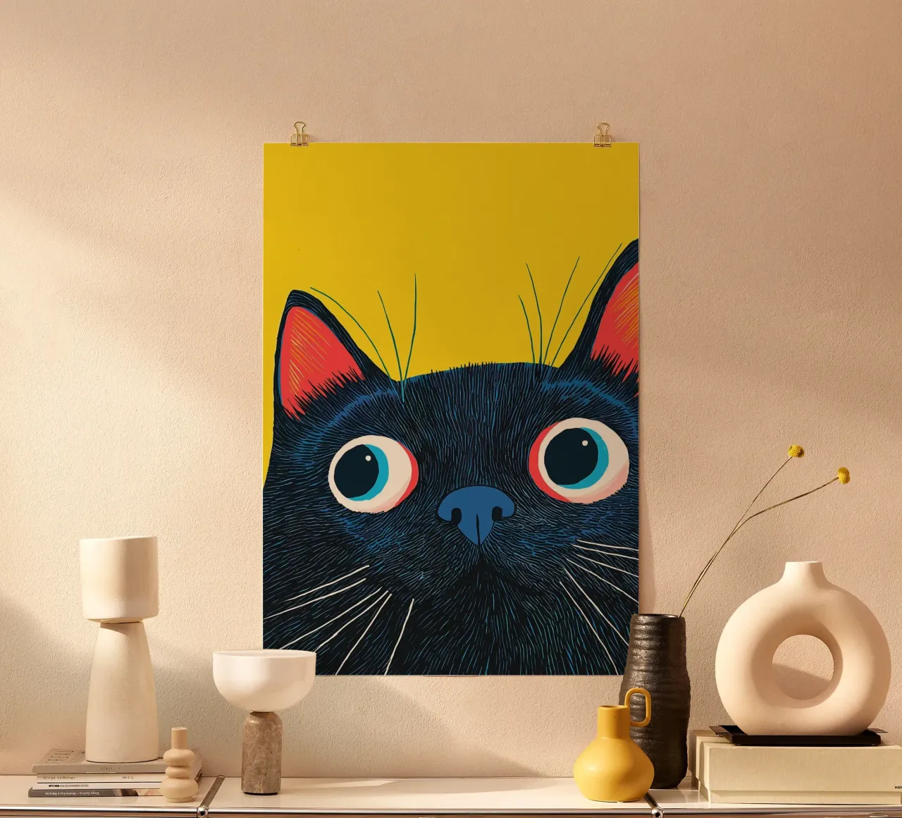 Illustrazione del gatto curioso poster da Matthew P Link