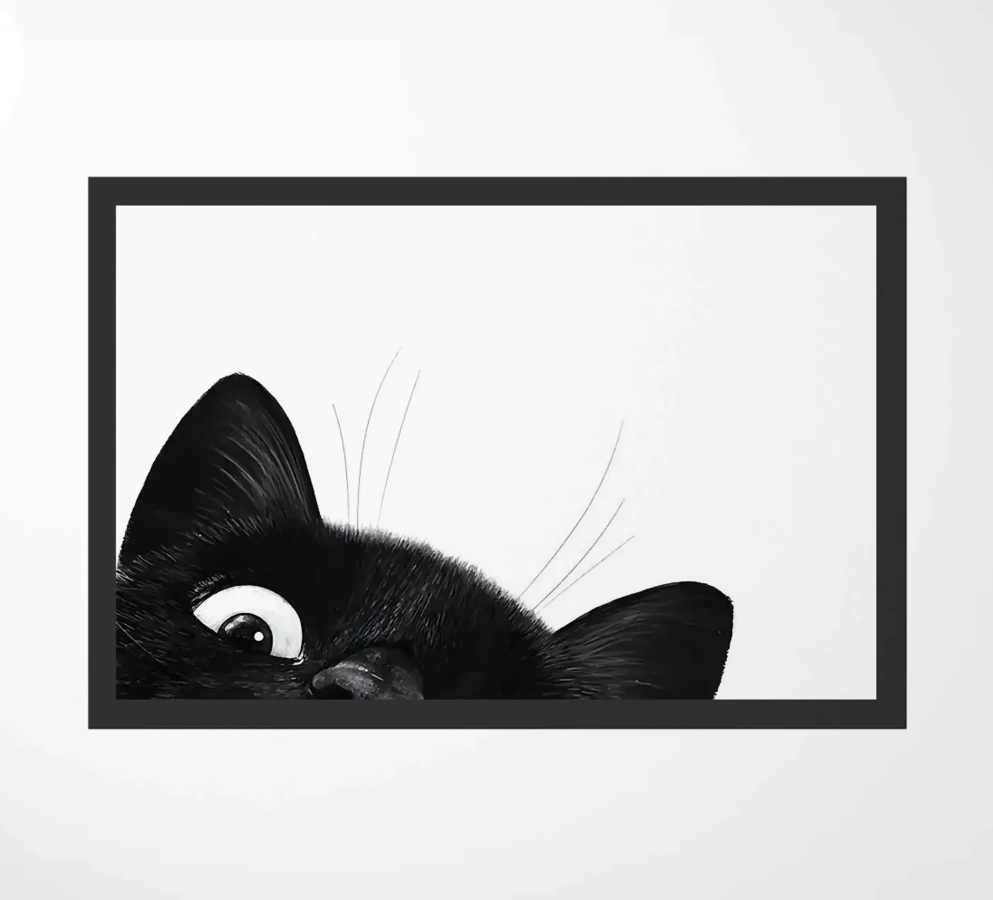 Curious Black Cat doormat by Matthew P Link