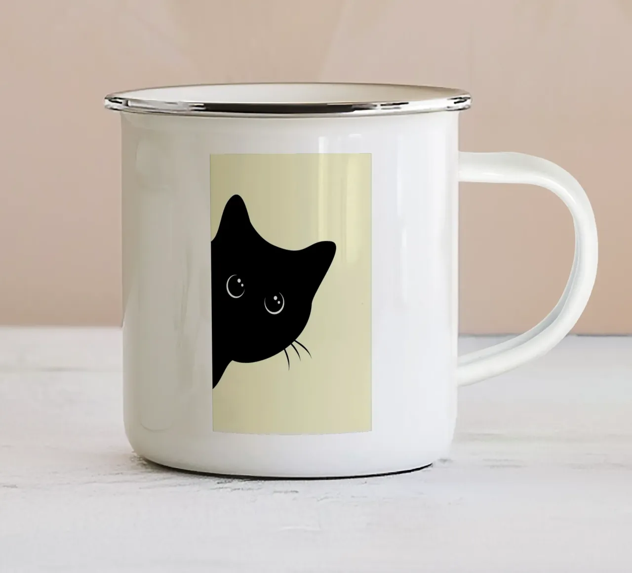 Sagoma di gatto tazza in smalto da Matthew P Link