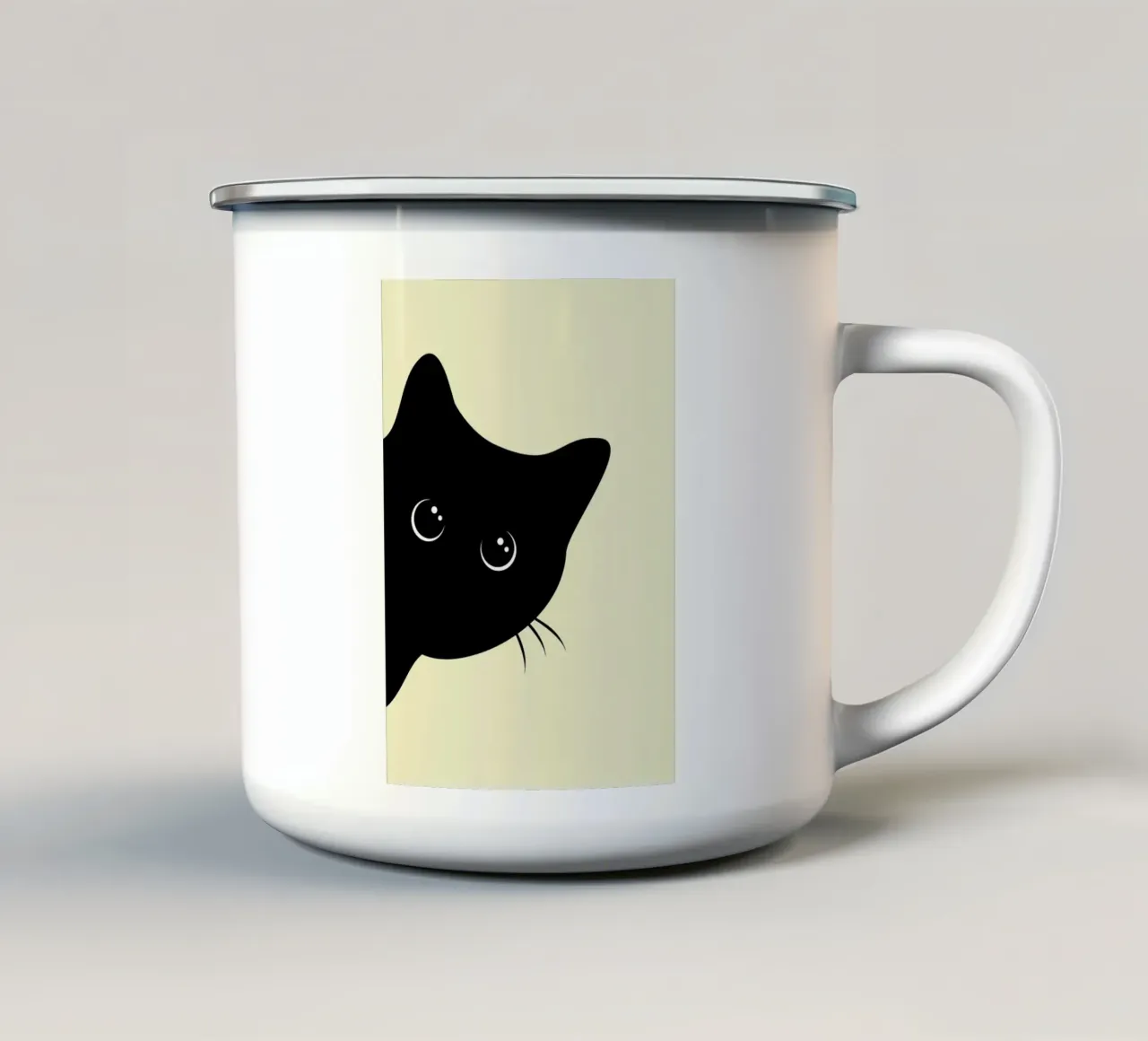 Sagoma di gatto tazza in smalto da Matthew P Link