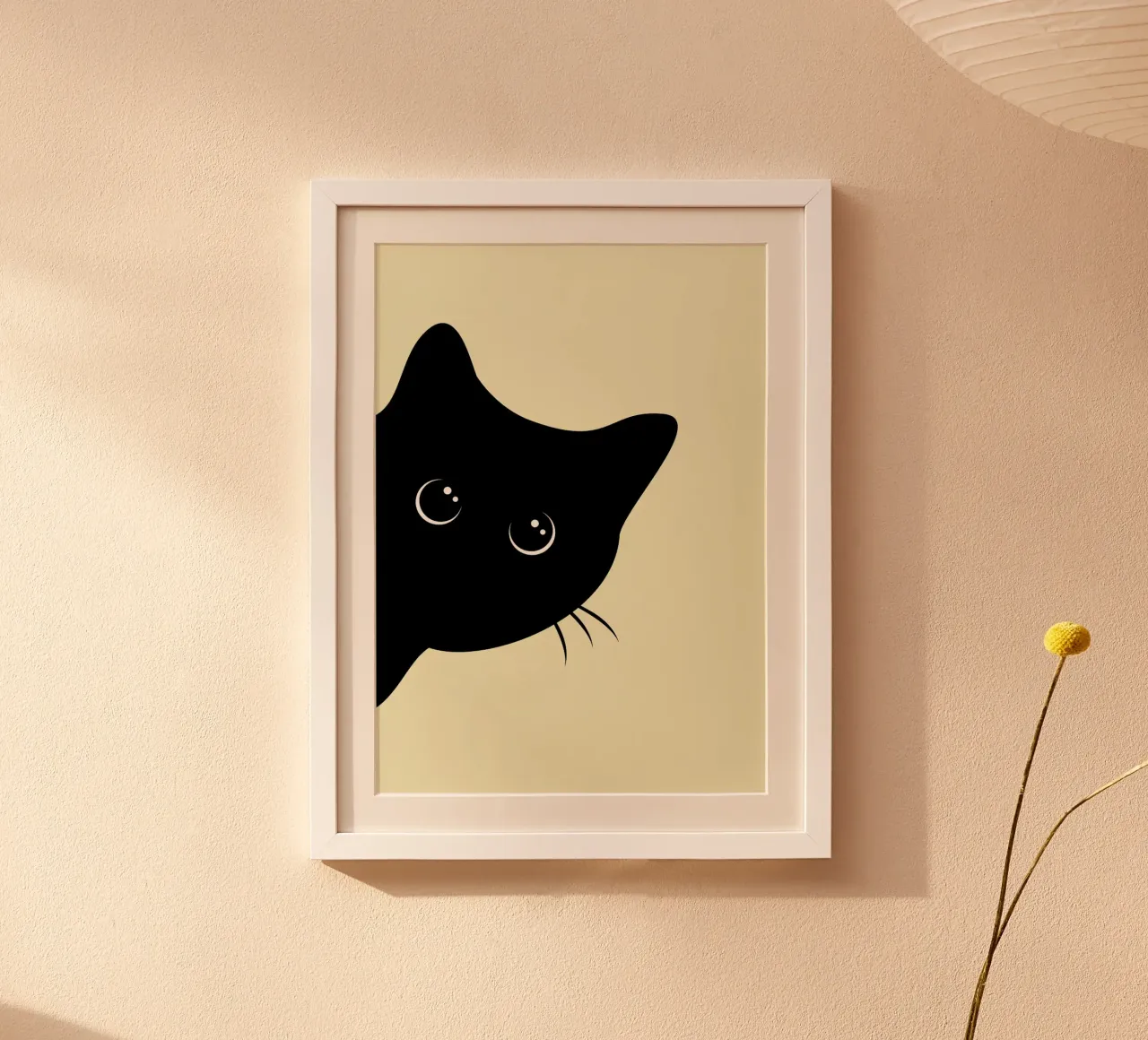 Sagoma di gatto poster con telaio in legno da Matthew P Link