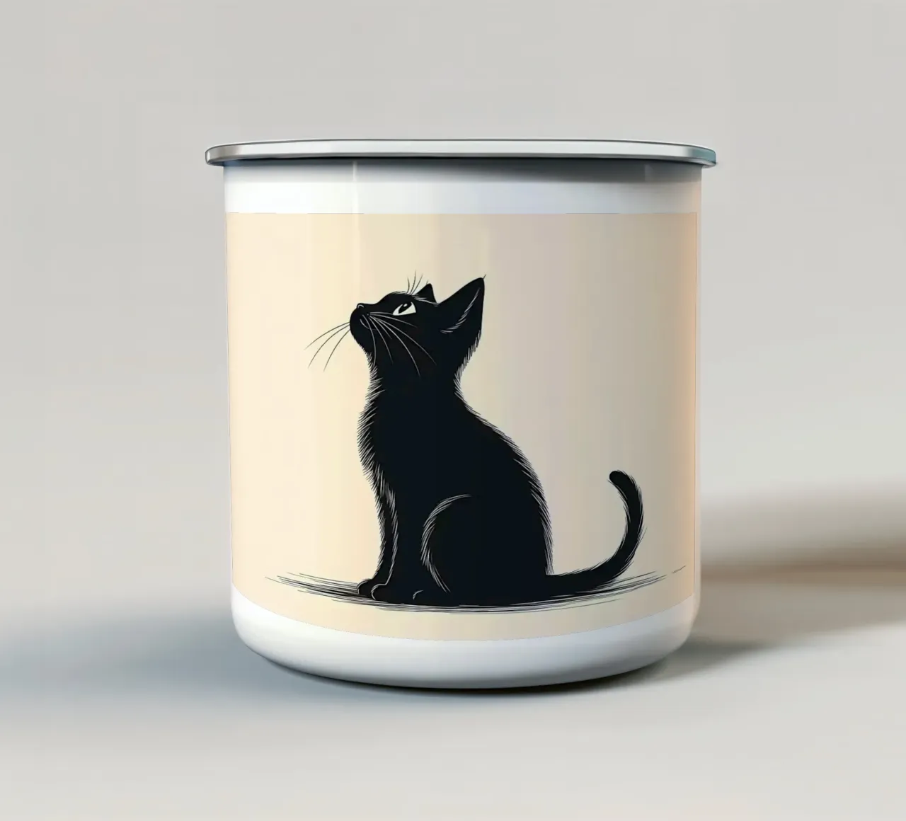 Silhouette di gatto nero tazza in smalto da Matthew P Link