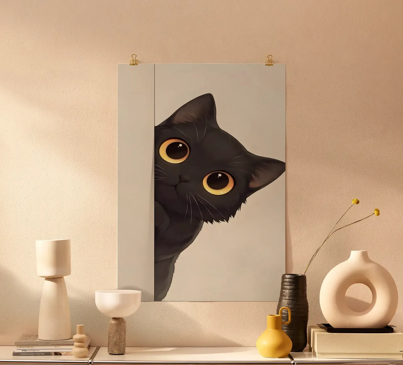 gatto nero gatto occhi grandi poster da Matthew P Link