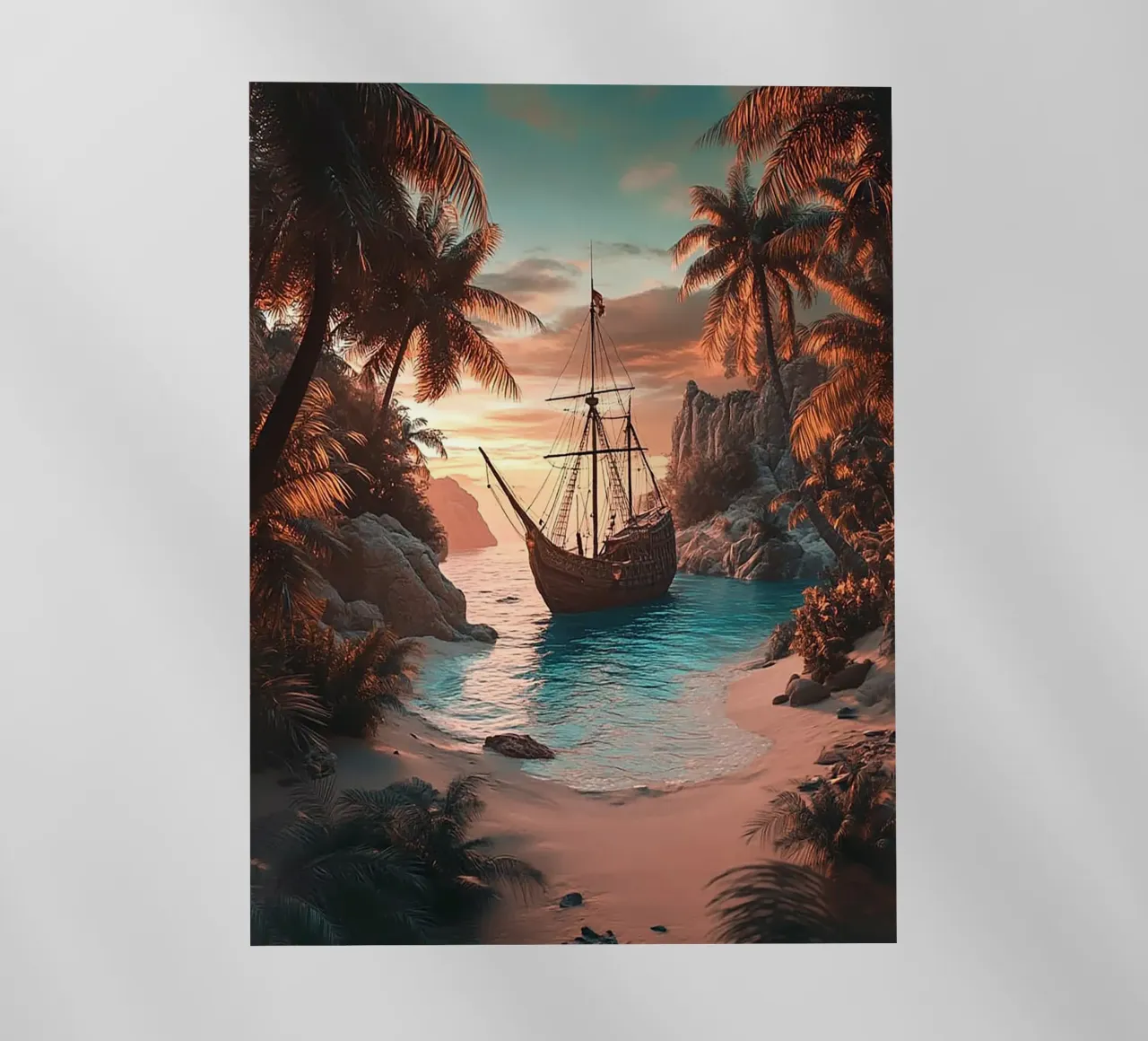 Pirate Ship In The Sea backlit film by Cute Art