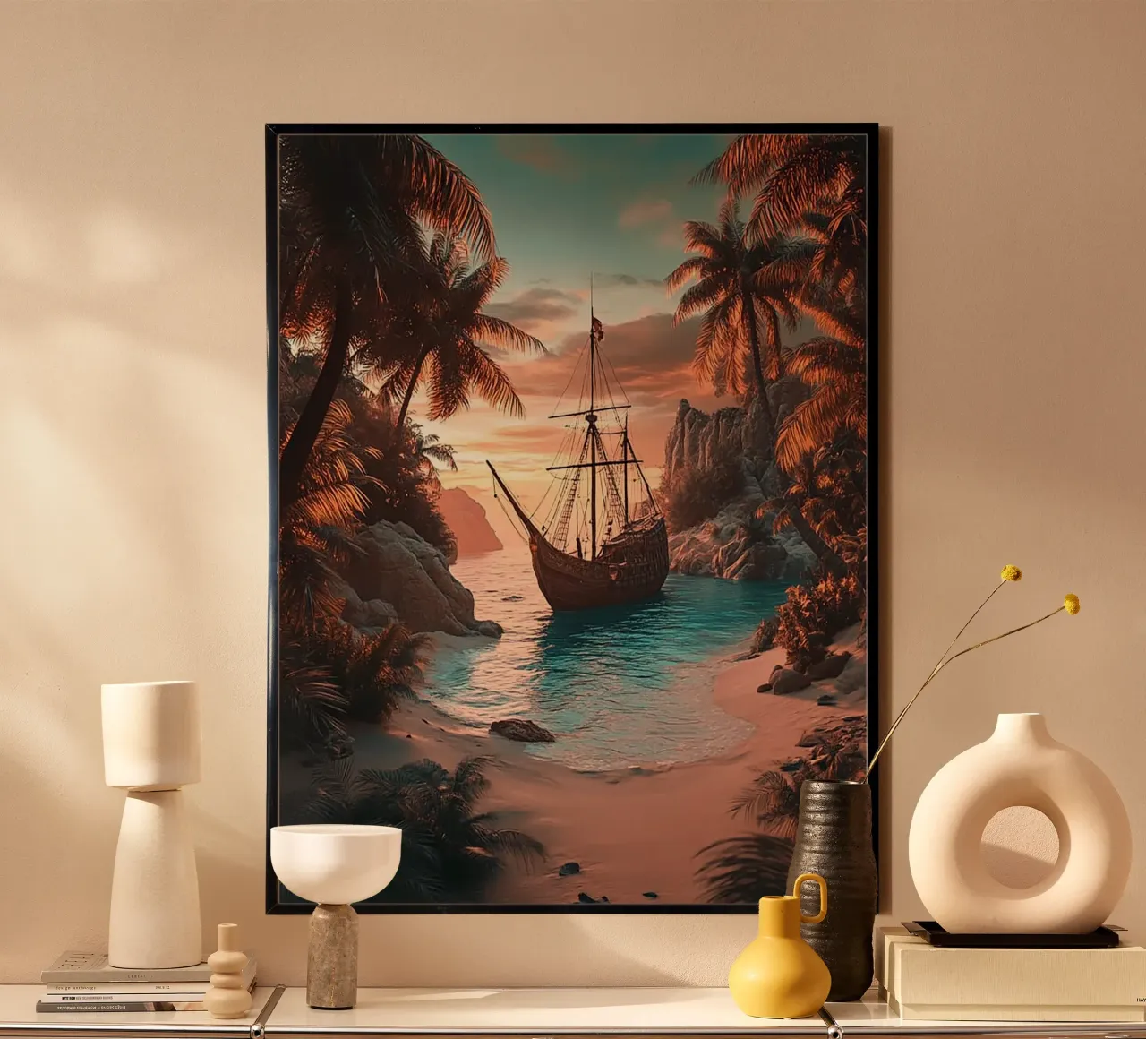 Piratenschiff auf dem Meer Poster von Cute Art