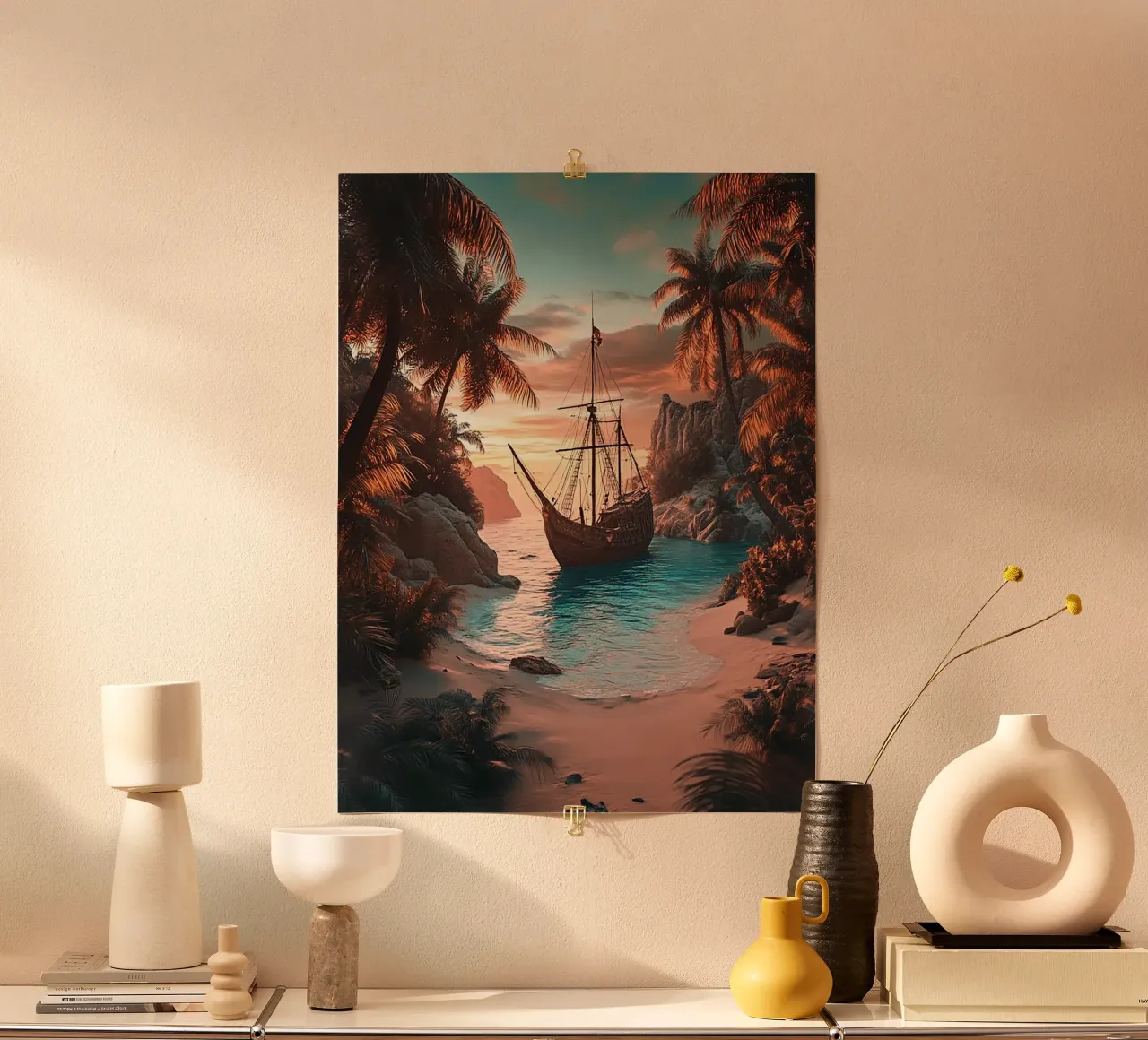 Piratenschiff auf dem Meer Poster von Cute Art