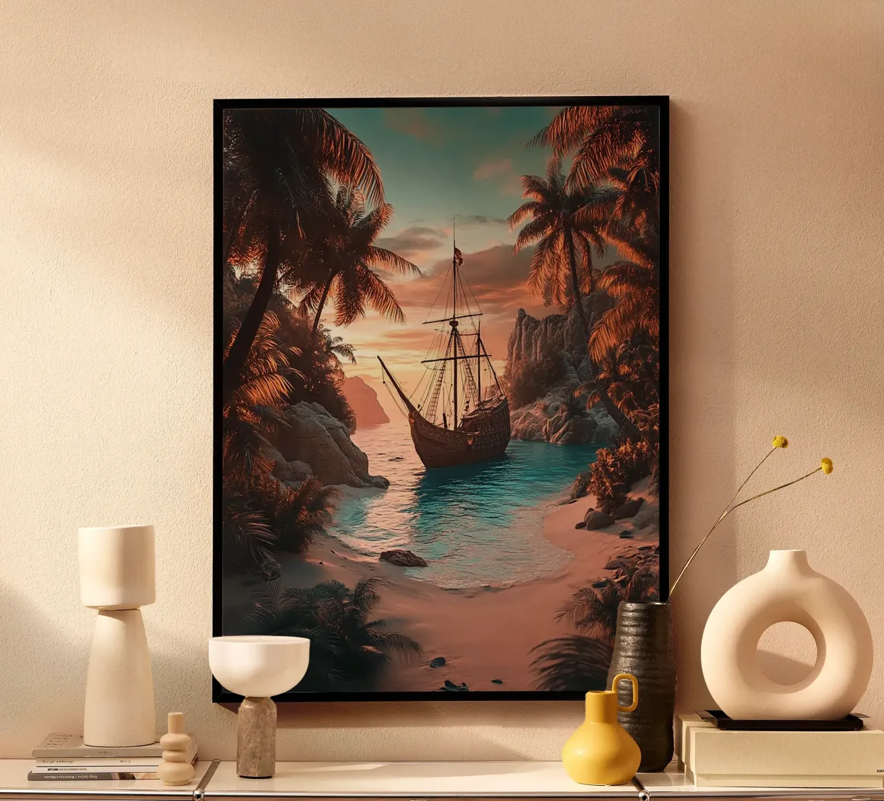 Piratenschiff auf dem Meer Poster von Cute Art