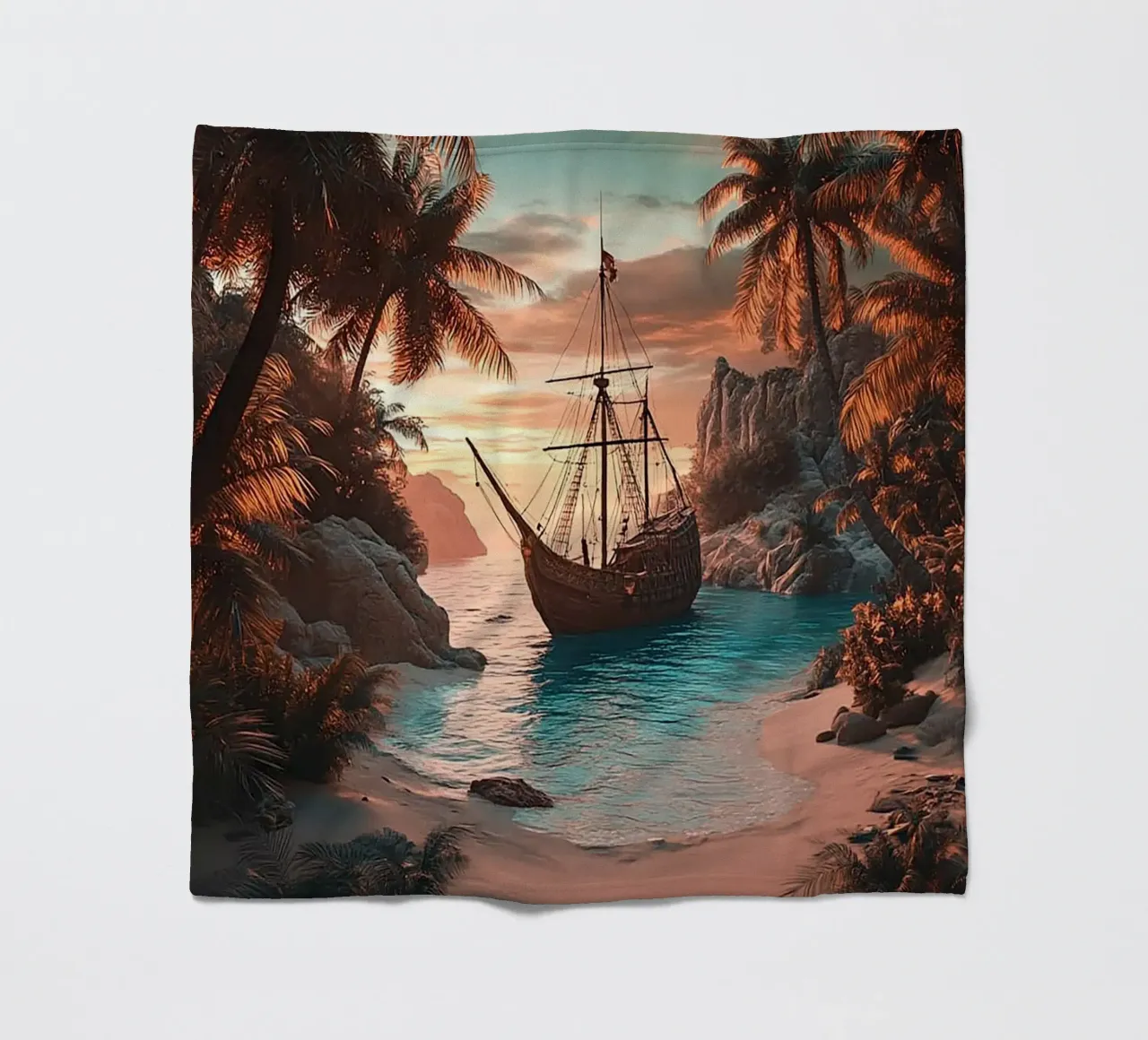 Piratenschiff auf dem Meer Fleecedecke von Cute Art