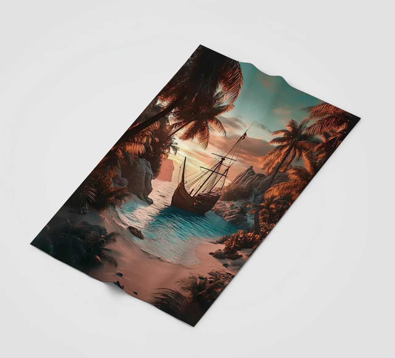 Piratenschiff auf dem Meer Fleecedecke von Cute Art