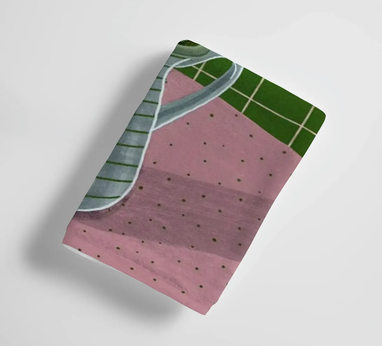 Pink Tulips On Green Checkered Tablecloth asciugamano da bagno da Be Mart