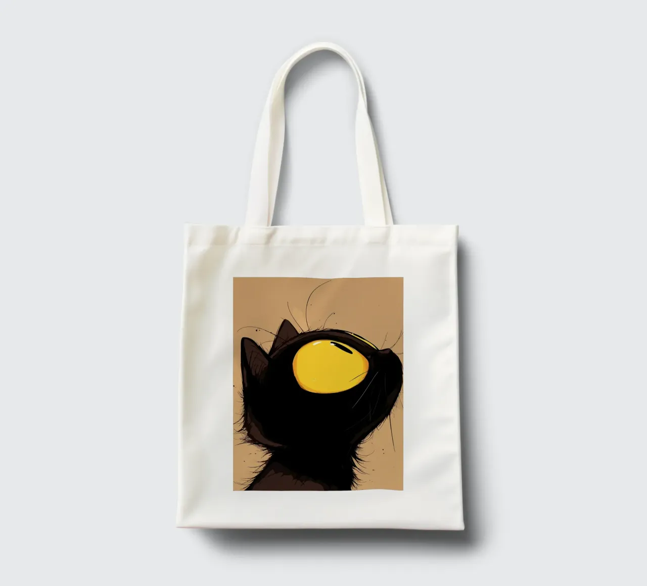 Cartoon Black Cat with Yellow Eyes tote bag by Matthew P Link