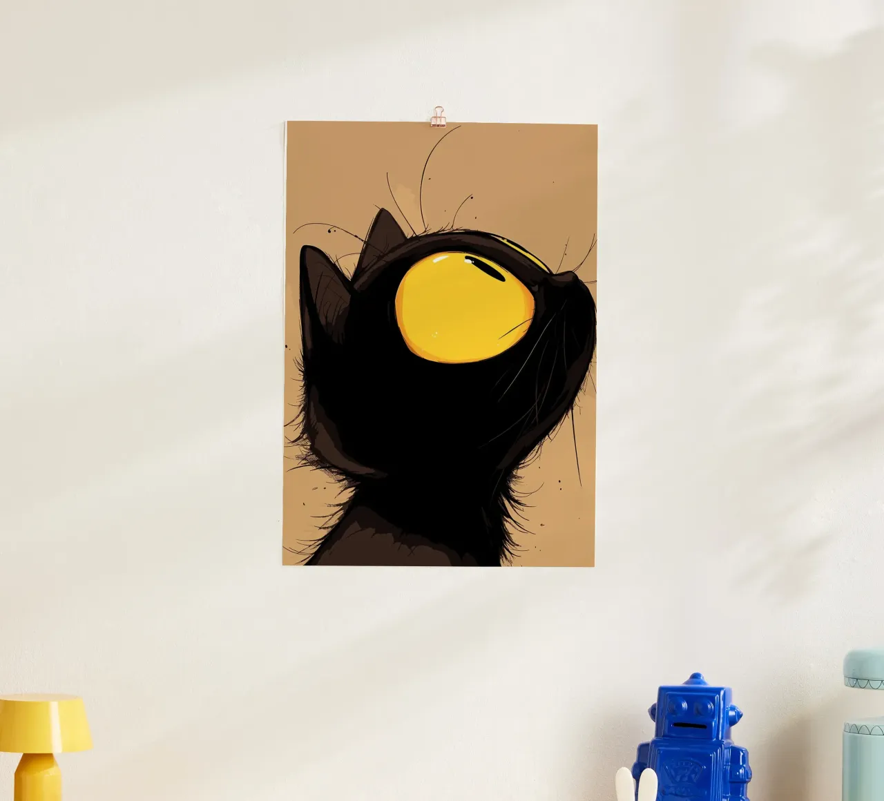 Cartoon Black Cat with Yellow Eyes poster by Matthew P Link