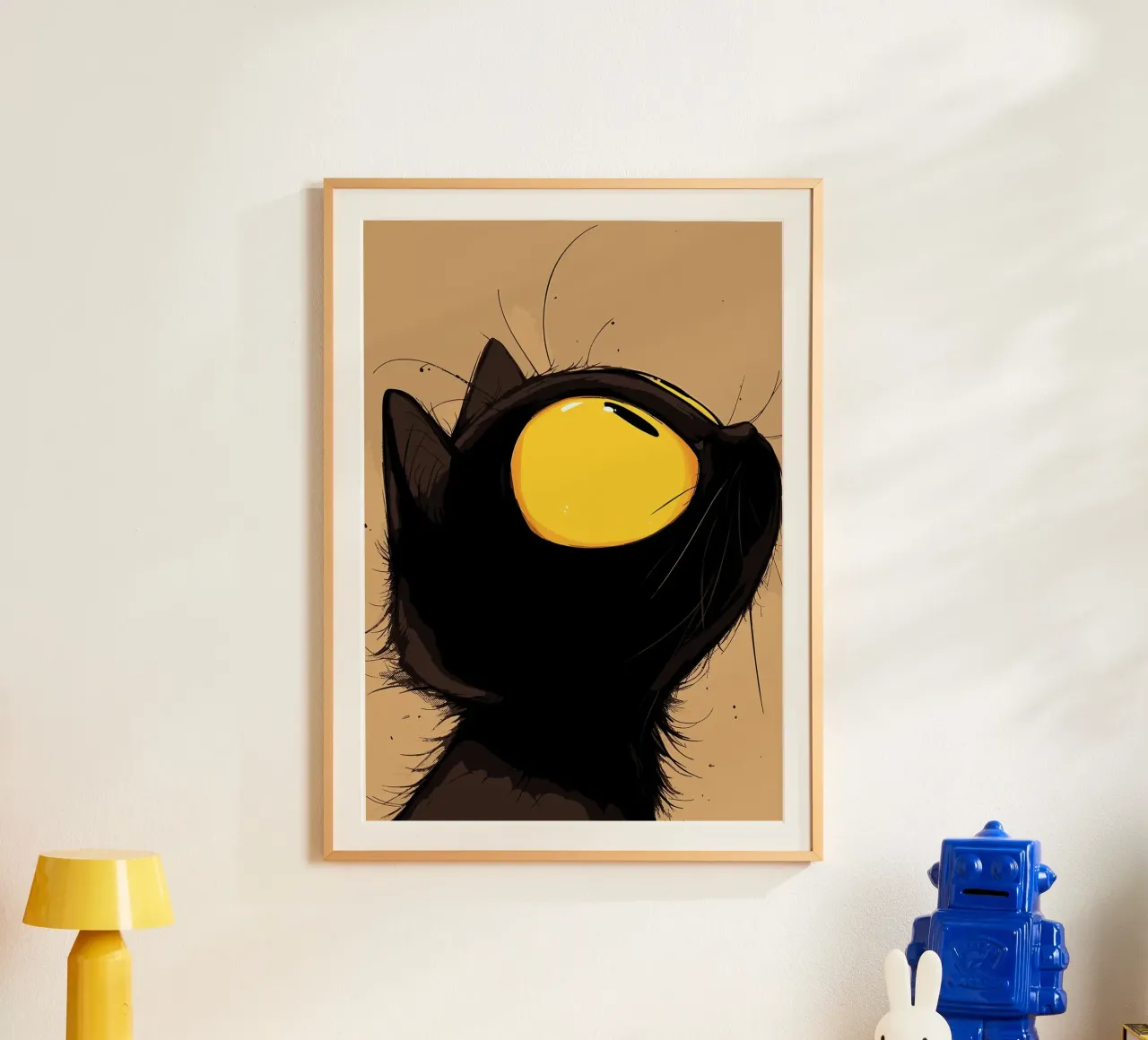 Cartoon Black Cat with Yellow Eyes poster by Matthew P Link