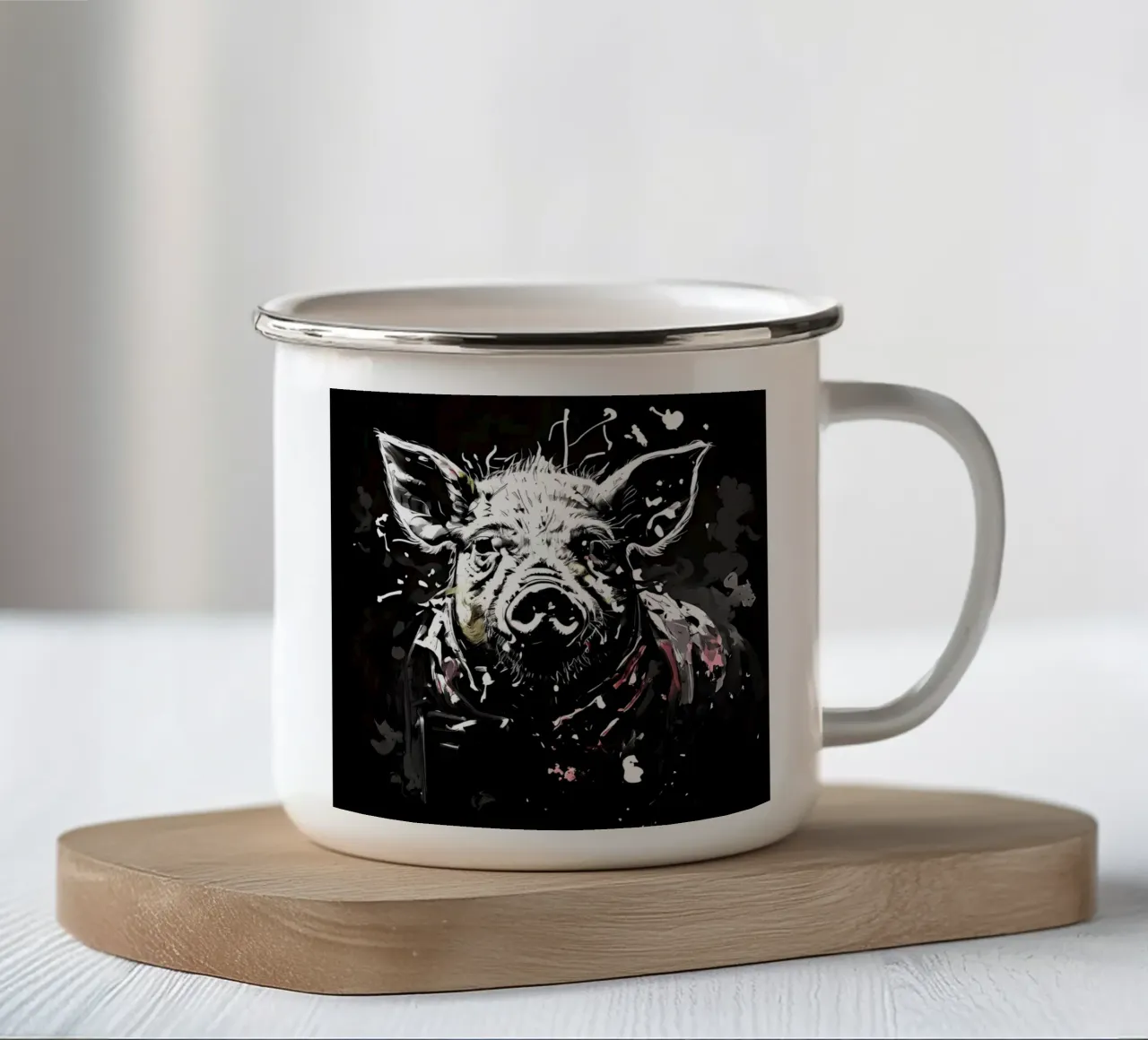 Stile_maiale_I_1 tazza in smalto da Tierisch bunt by LK