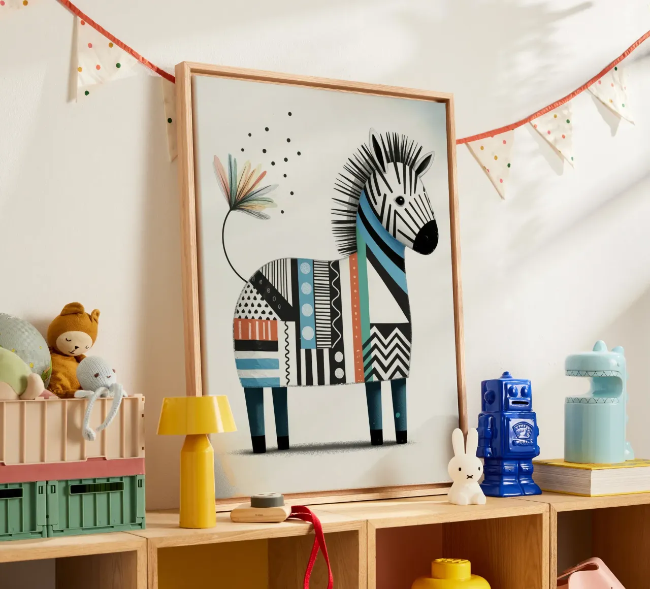 Happy Zebra canvas met Baklijst van Klitzeklein