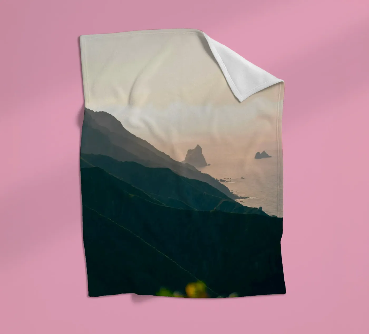 mountains ocean fleece blanket by Earthly Visions