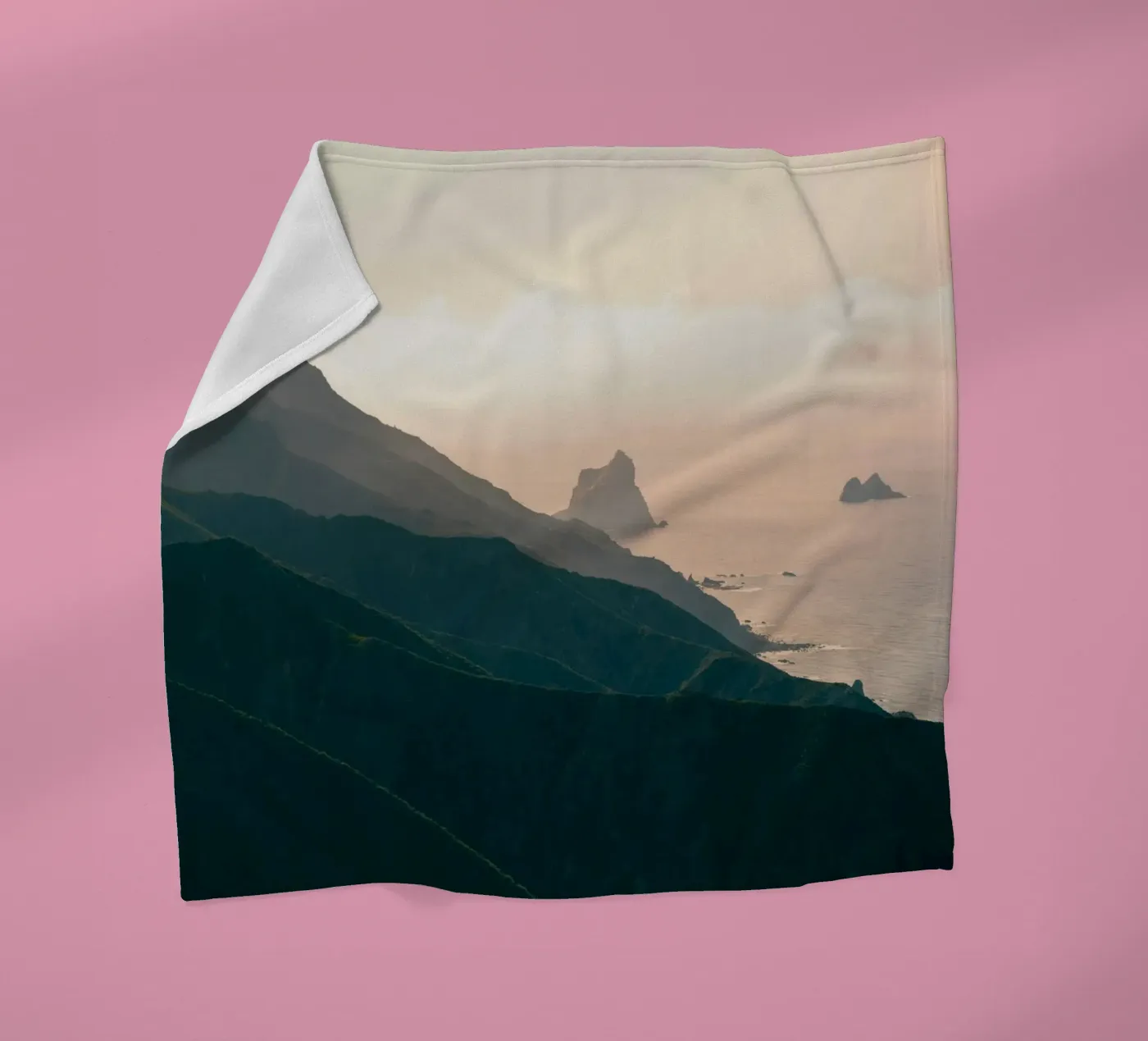 mountains ocean fleece blanket by Earthly Visions