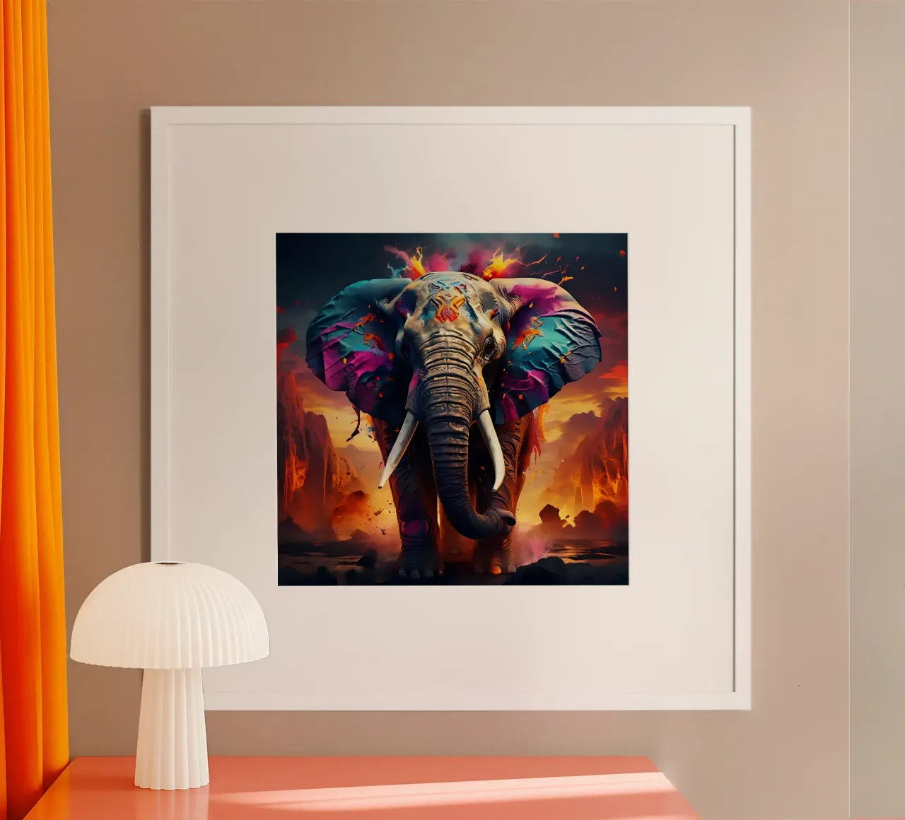Stile_elefante_J_1 poster con telaio in alluminio da Tierisch bunt by LK