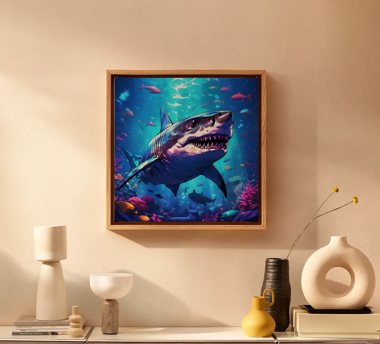Haai_stijl_J_1 canvas van Tierisch bunt by LK