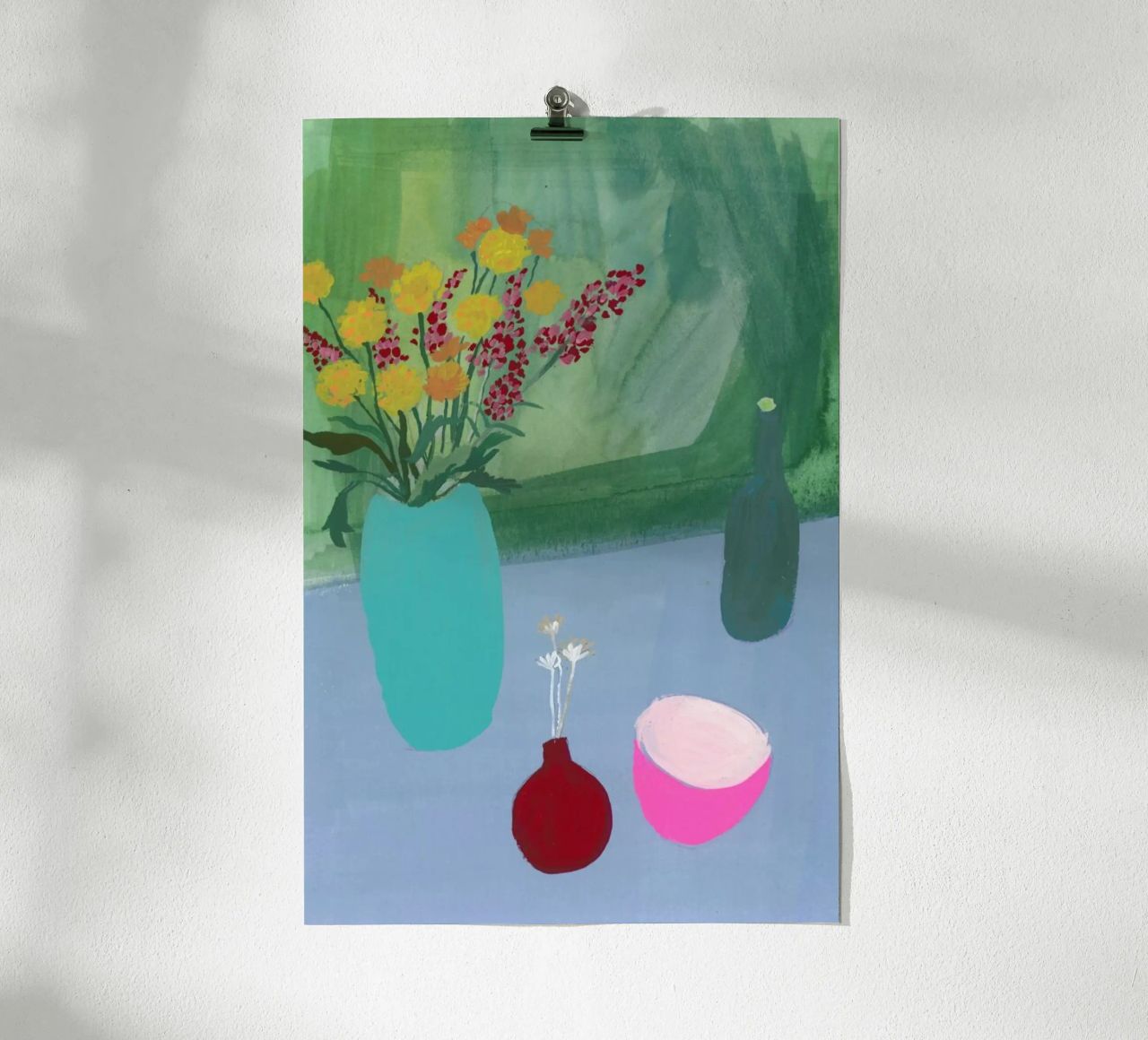 Still Life On Blue Table poster by Sonia Brittain