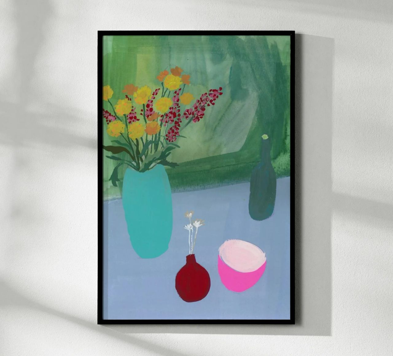 Still Life On Blue Table poster by Sonia Brittain