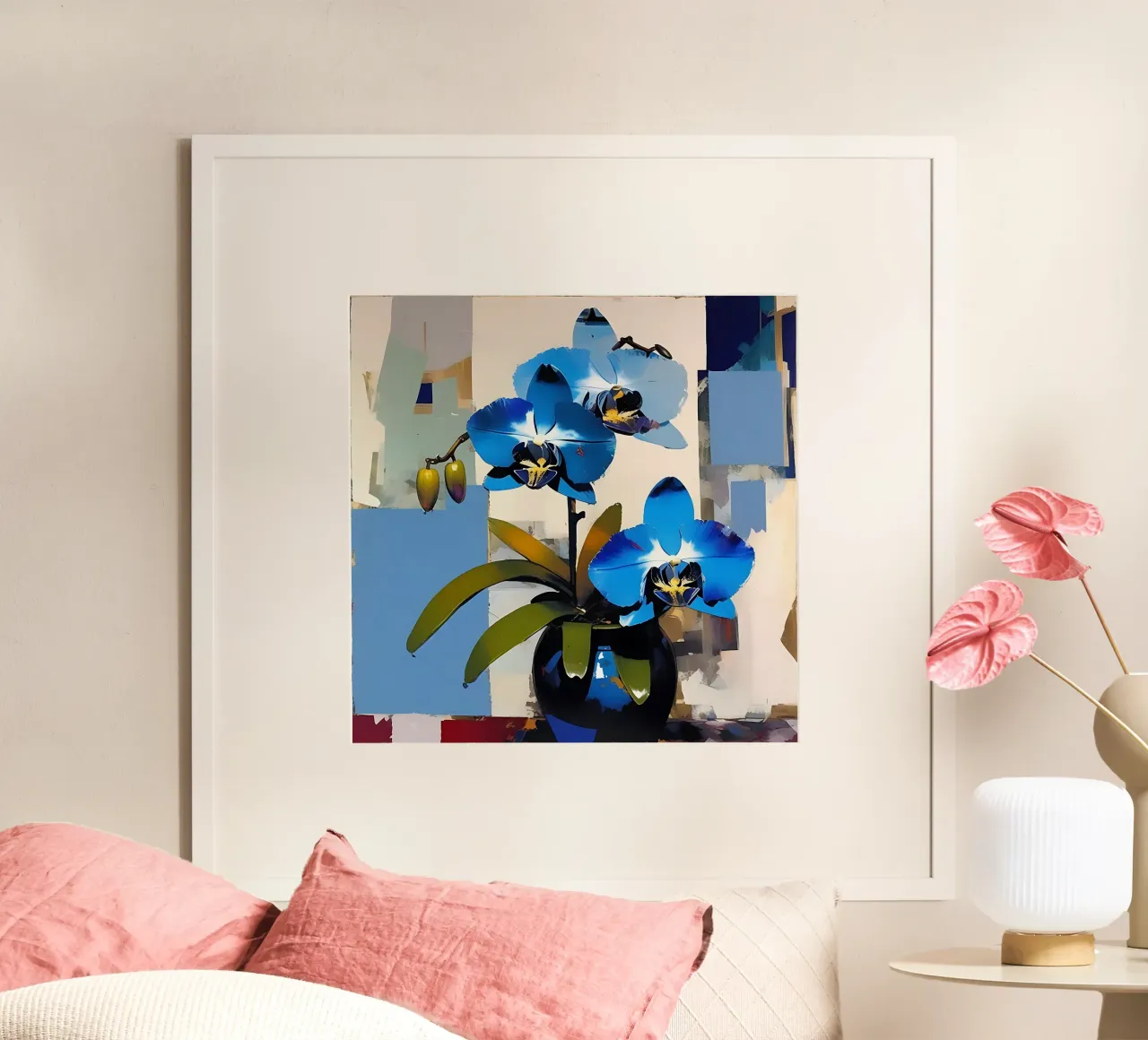 Fiori_blu_3 poster con telaio in alluminio da Farb- und Blütenzauber by LK