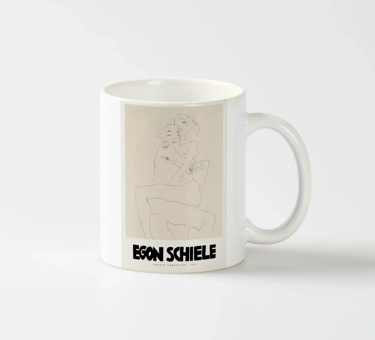 Schiele - Couple Embracing II tazza in ceramica da Vintage by JUNIQE