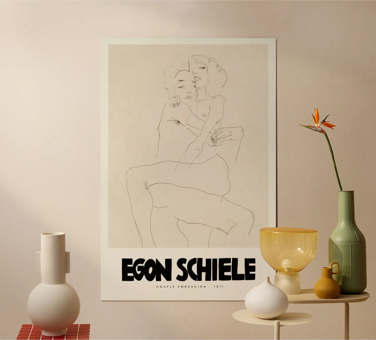 Schiele - Couple Embracing II poster da Vintage by JUNIQE