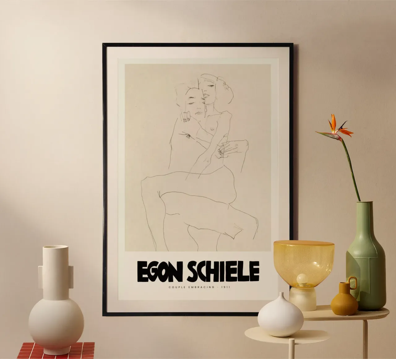 Schiele - Couple Embracing II poster da Vintage by JUNIQE