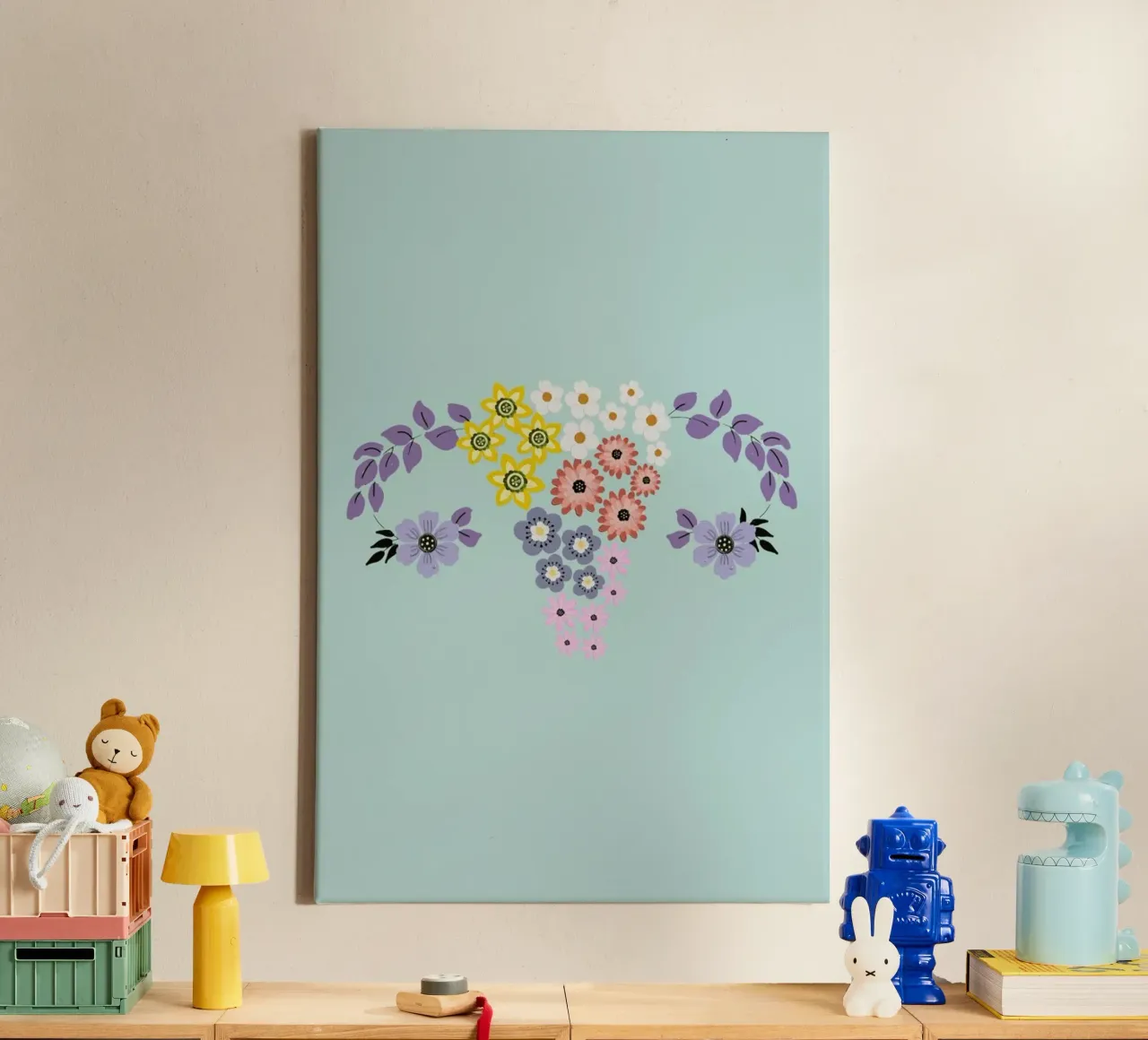 Painted Floral Womb tela con Cornice a cassetta da cafelab
