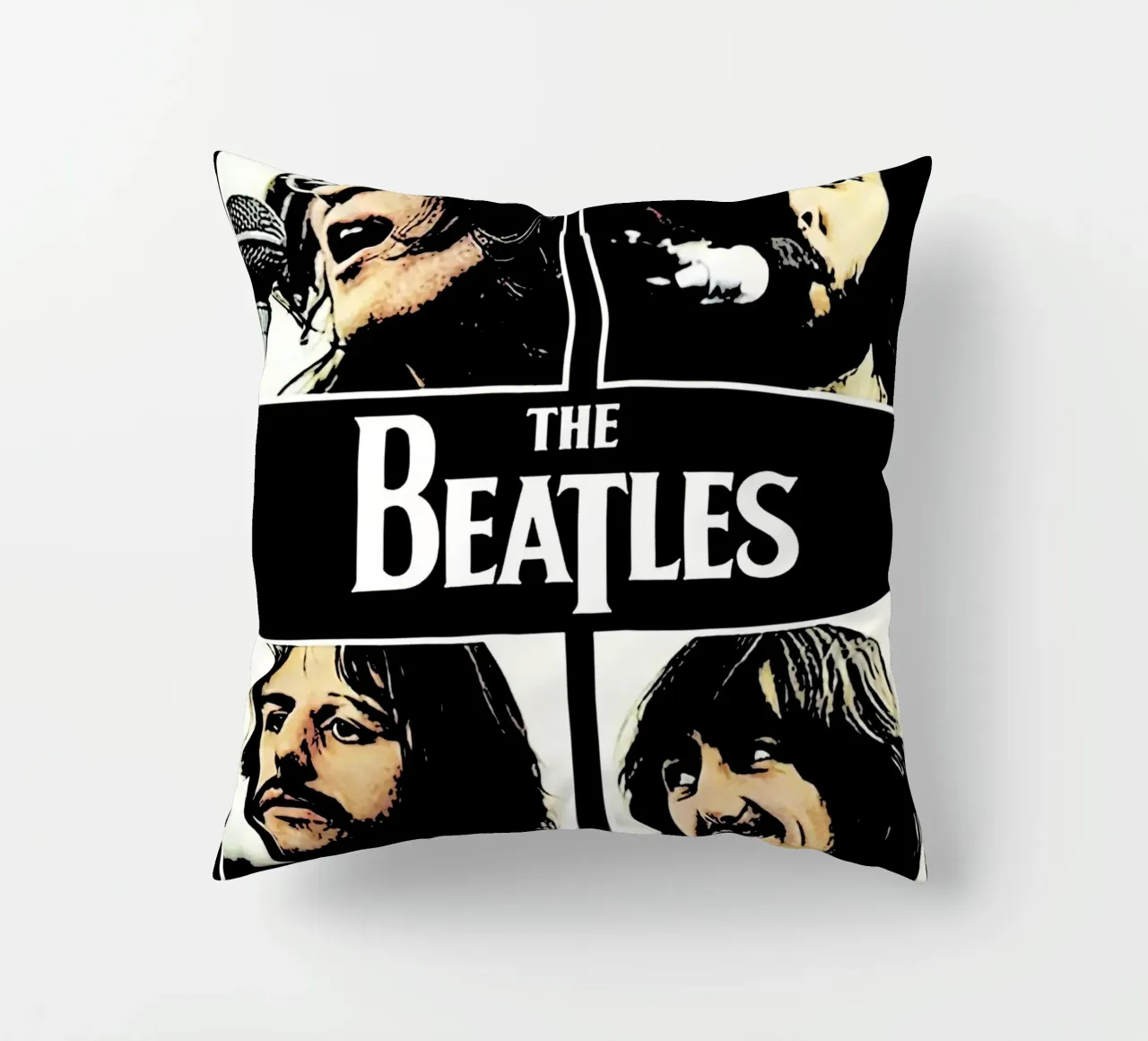 the Beatles Art Print decorative cushion by music soul