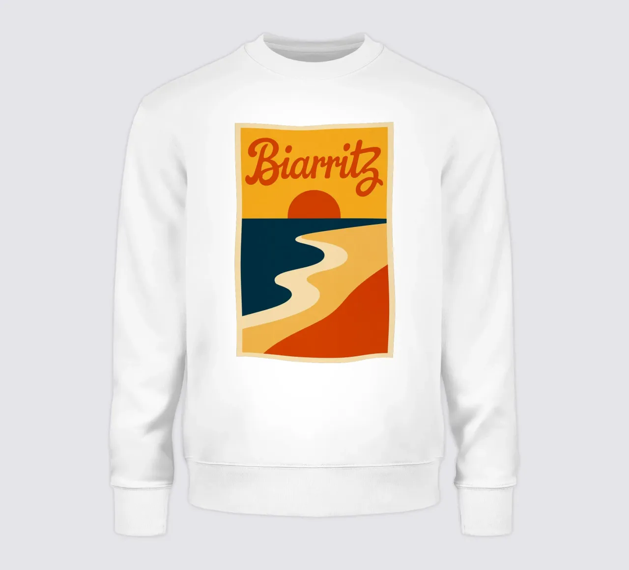 Biarritz. Un tramonto perfettamente curvo. felpa da JETLAG | affiches voyage