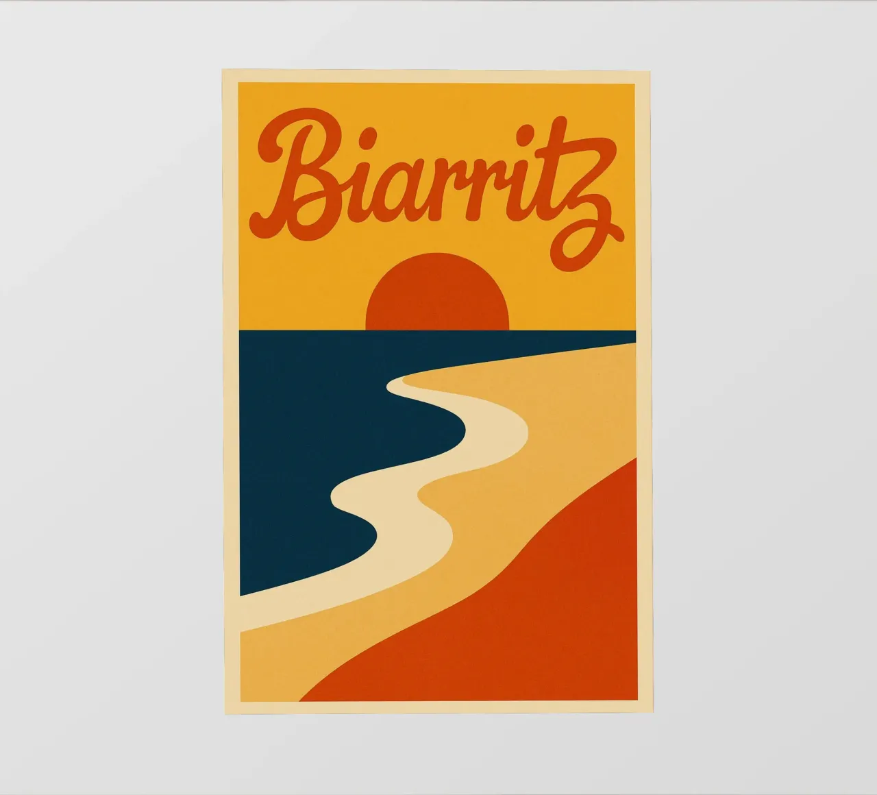 Biarritz. Un tramonto perfettamente curvo. telo in pvc da JETLAG | affiches voyage